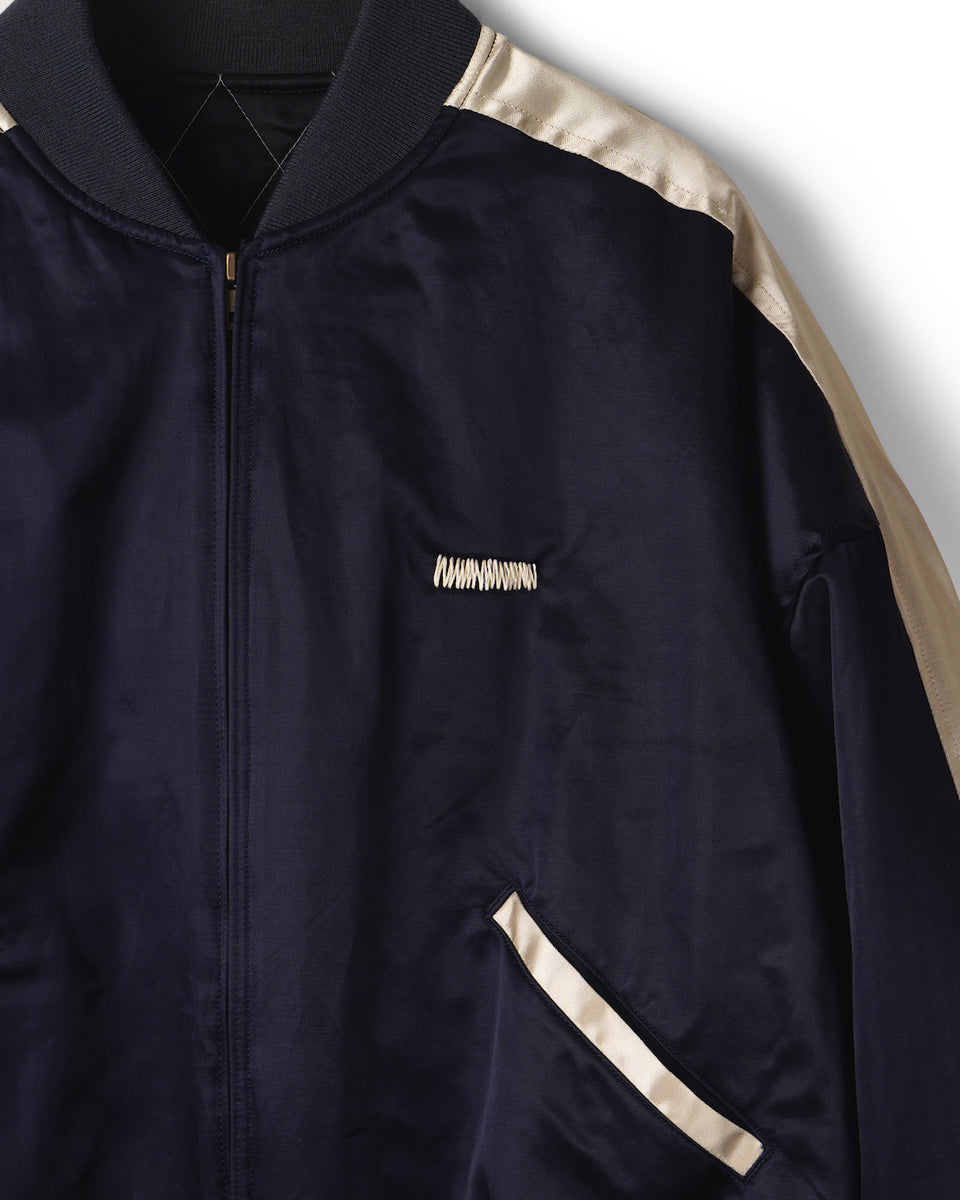 [REFOMED] REVERSIBLE STADIUM JAMPER - NAVY×BLACK