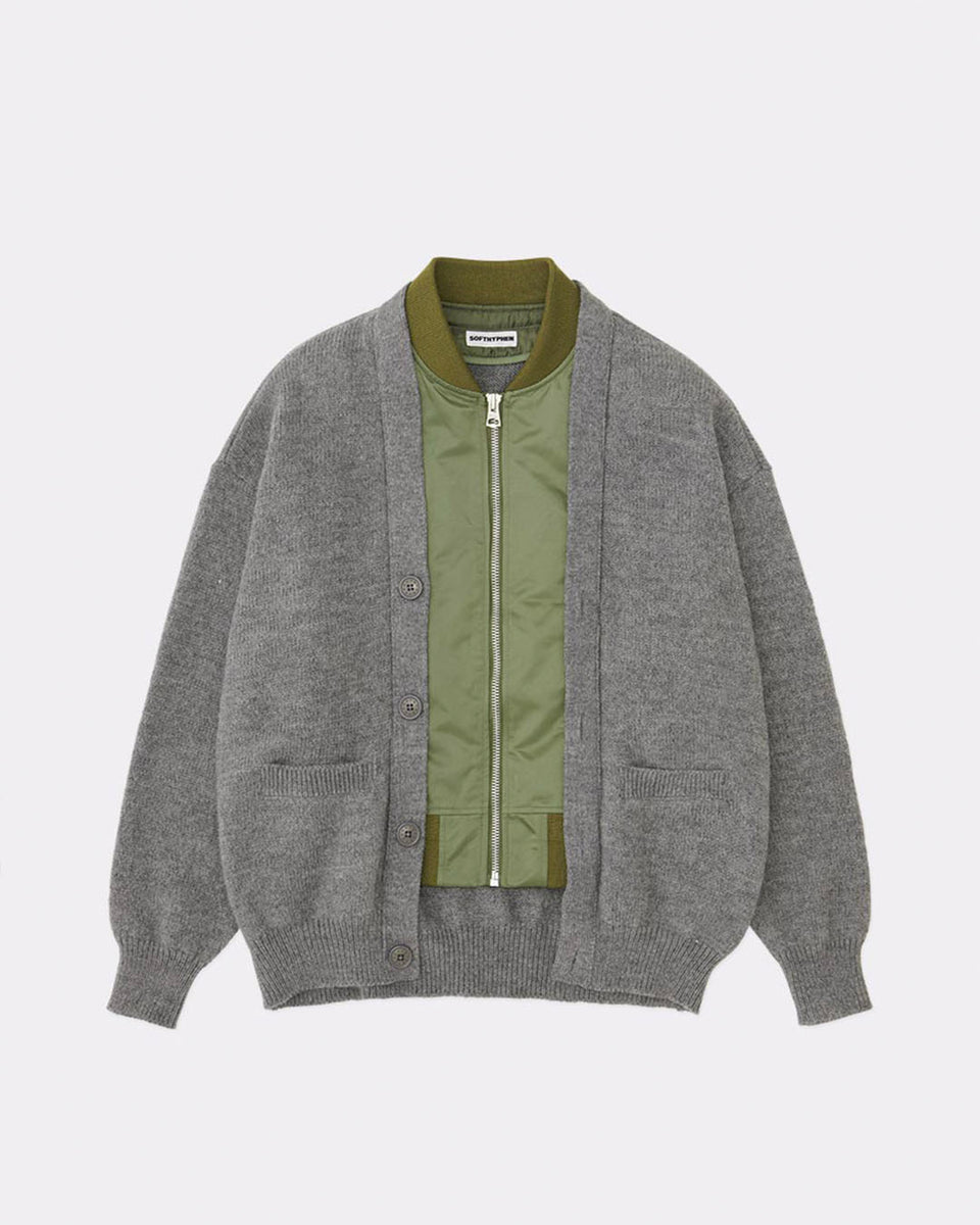 SOFTHYPHEN】MA-1 MIX CARDIGAN - GRAY – pan-kanazawa