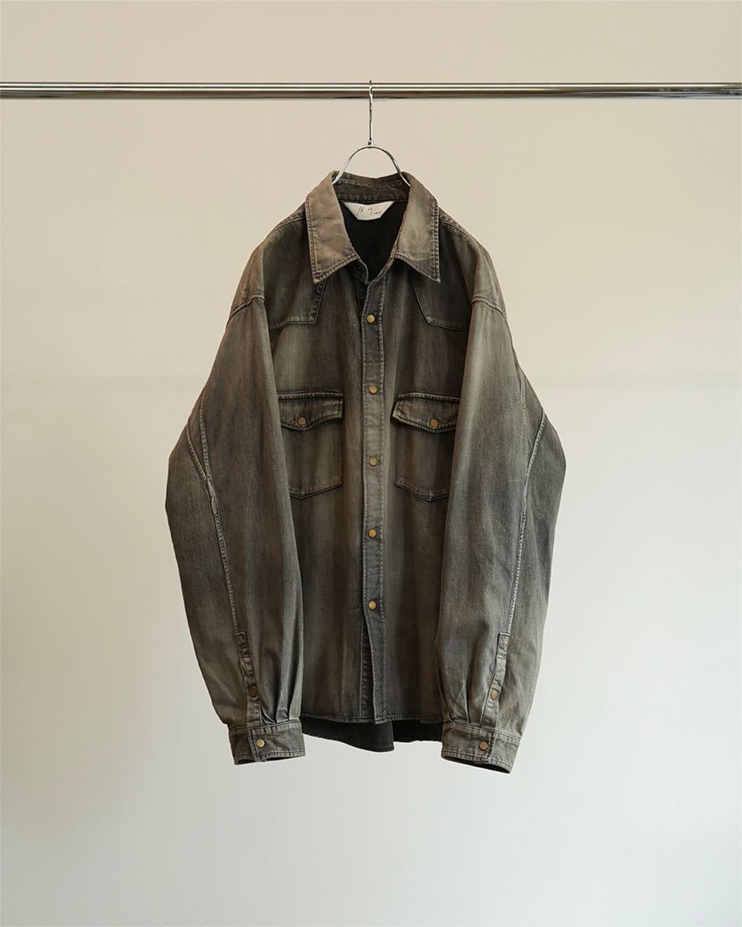 【ANCELLM】DENIM WESTERN SHIRT - BLACK