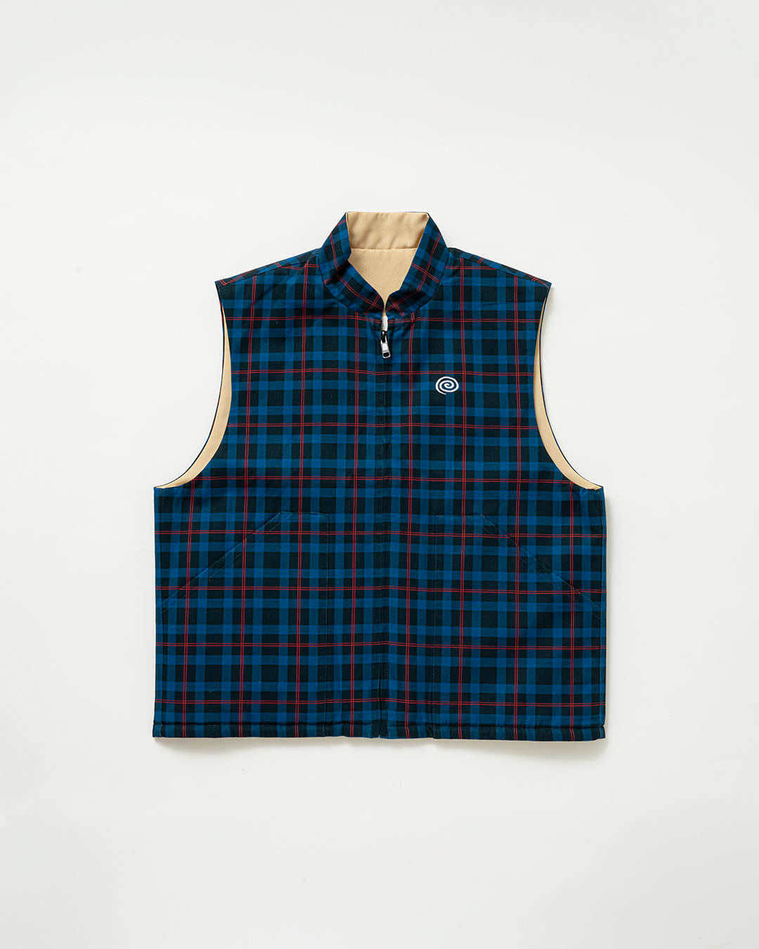 【SOL】REVERSIBLE CHECKED VEST - BLUE