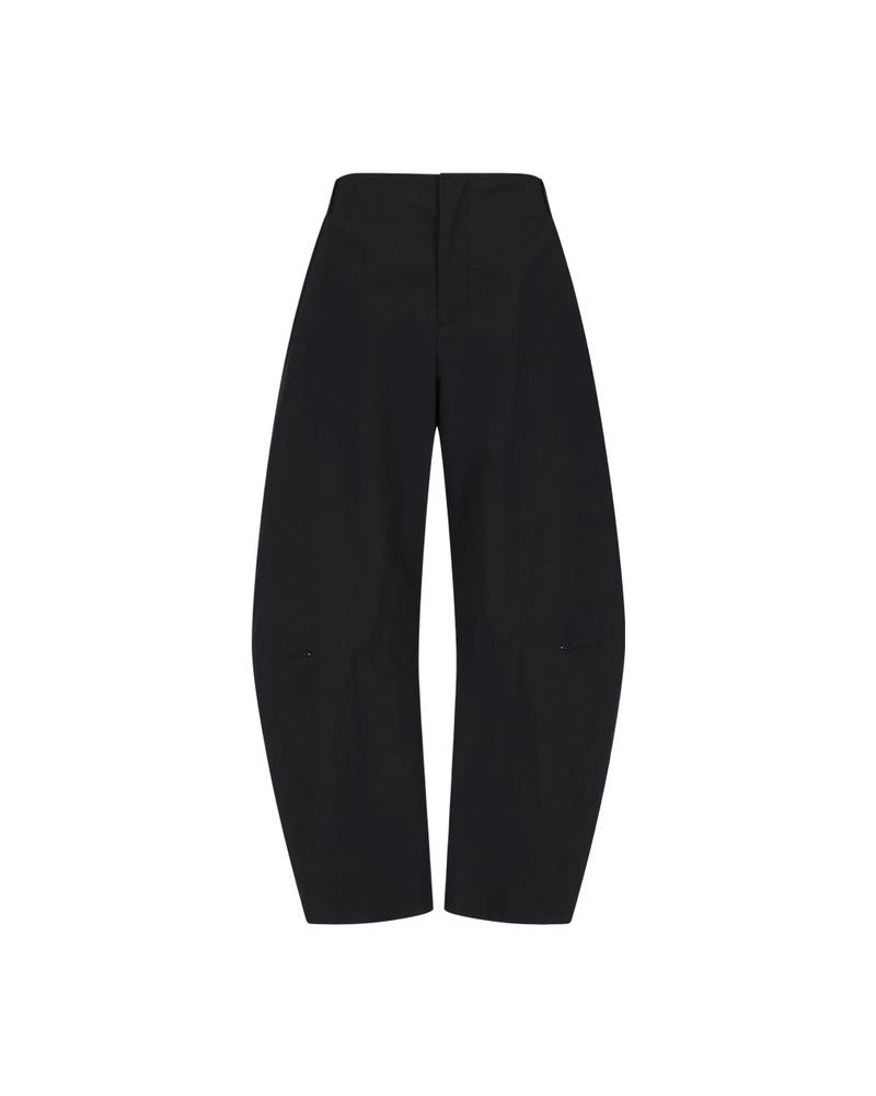 【AMOMENTO】CURVED ZIP BANDING PANTS - BLACK
