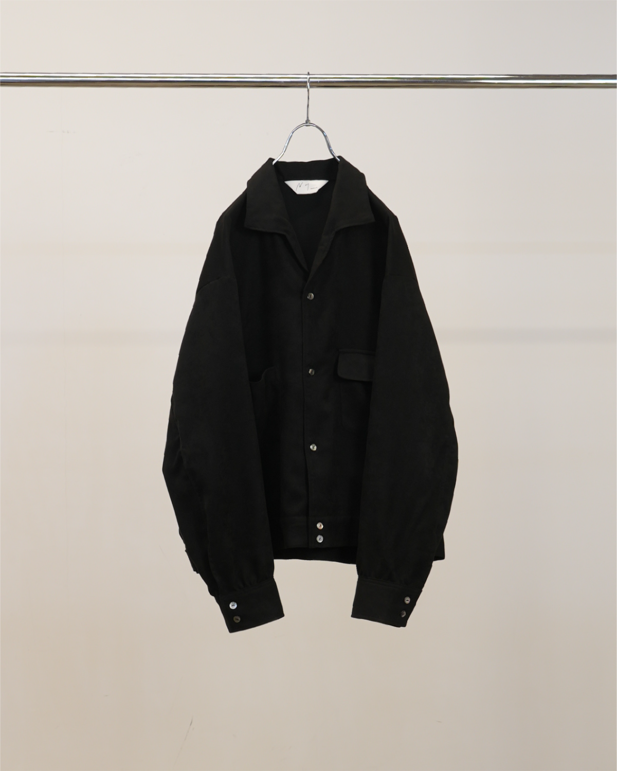 【新品未使用】ANCELLM VEGAN SUEDE WORK SHIRT ANCELLM】VEGAN SUEDE OPEN COLLAR SHIRT - BLACK