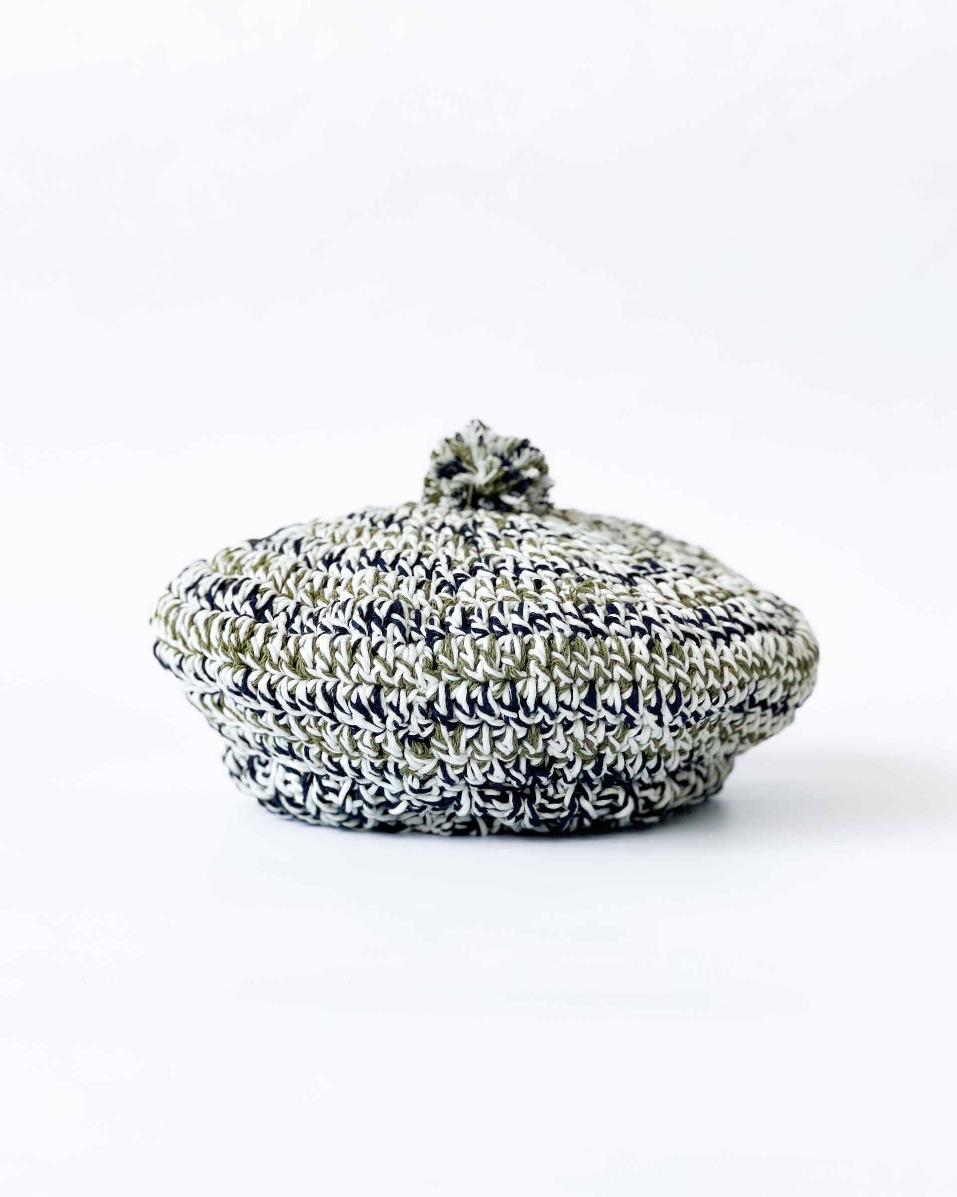 【ALLERGY】PAN EXCLUSIVE HANDMADE KNIT TAM - KHAKI×NAVY×WHITE