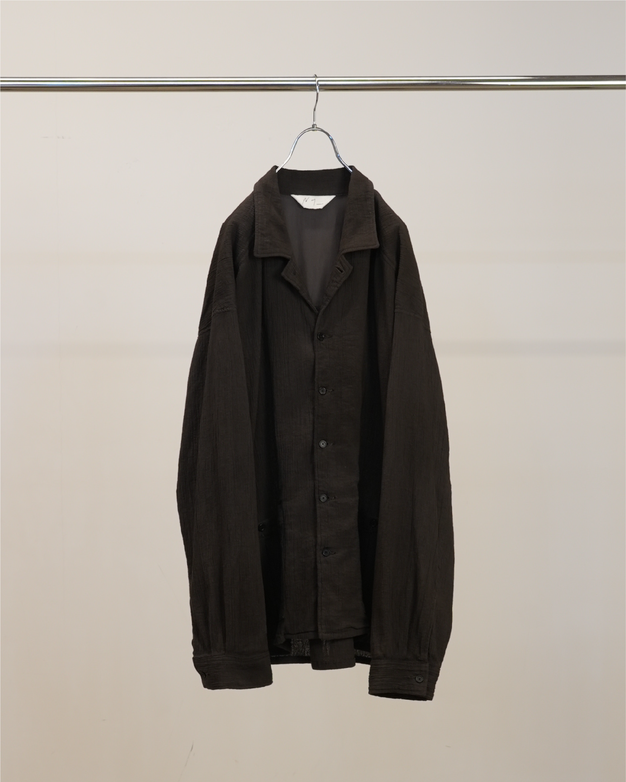 ANCELLM】CREPE SHIRT JACKET - BROWN