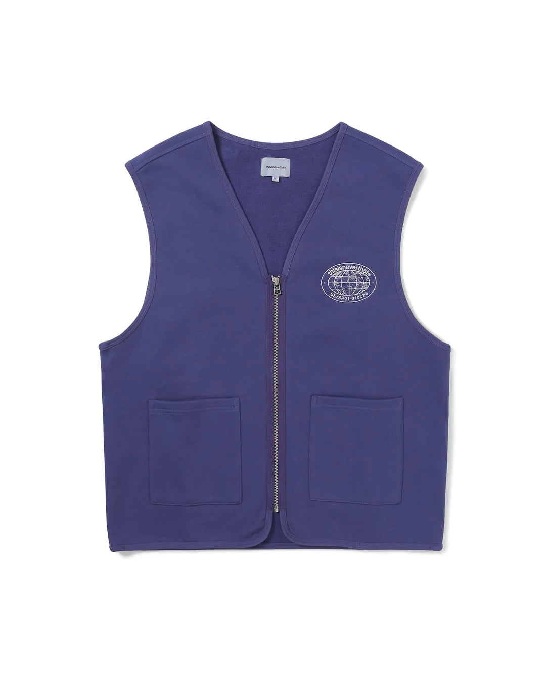 【THISISNEVERTHAT】ZIP SWEAT VEST - PURPLE BLUE