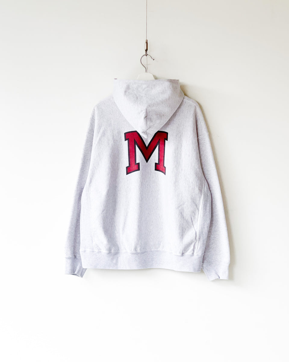 [blurhms ROOTSTOCK]PRINT SWEAT HOODIE P/O BIG - HEATHER WHITE × IT-M