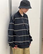 Load image into Gallery viewer, [blurhms] C/NAPP BORDER COLLARED HARF-ZIP - BLACK-BODDY×IVORY-LINE
