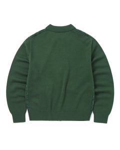 【THISISNEVERTHAT】VELVET KNIT ZIP POLO - GREEN