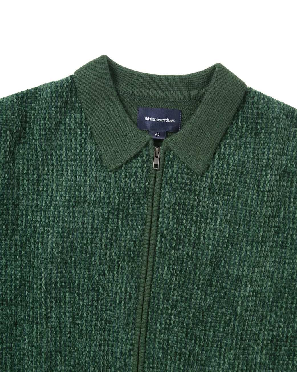 【THISISNEVERTHAT】VELVET KNIT ZIP POLO - GREEN