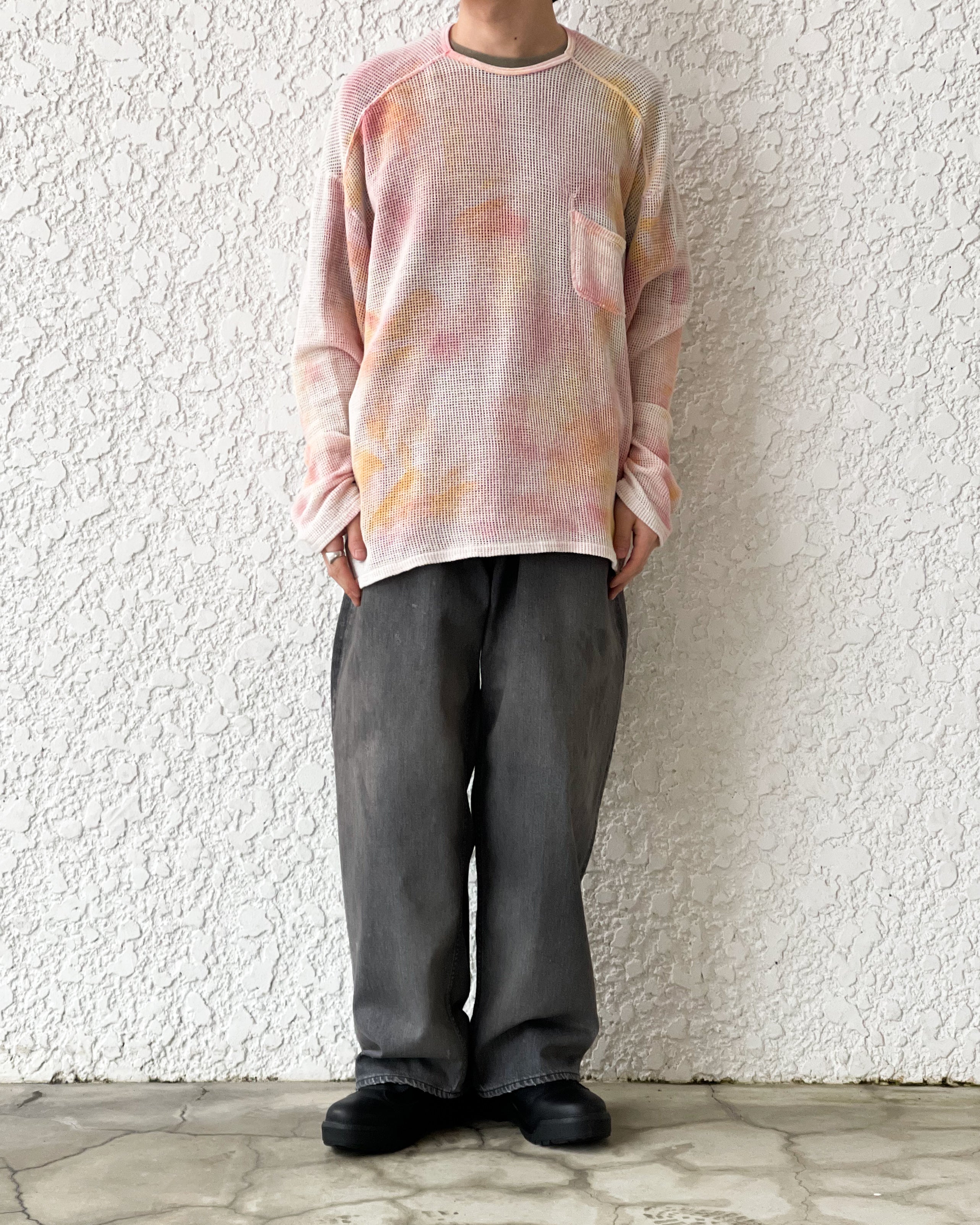ANCELLM】MARBLING MESH LS T-SHIRT - PINK