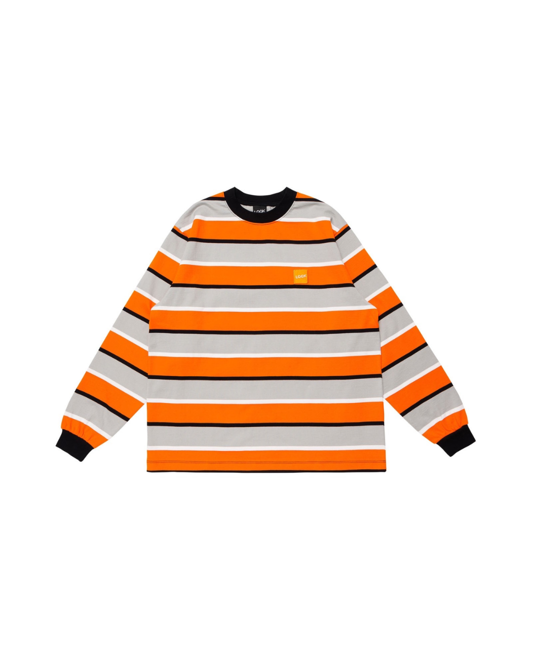 【LQQK STUDIO】L/S RUGBY WEIGHT BORDER TEEBOX LOGO - ORANGE