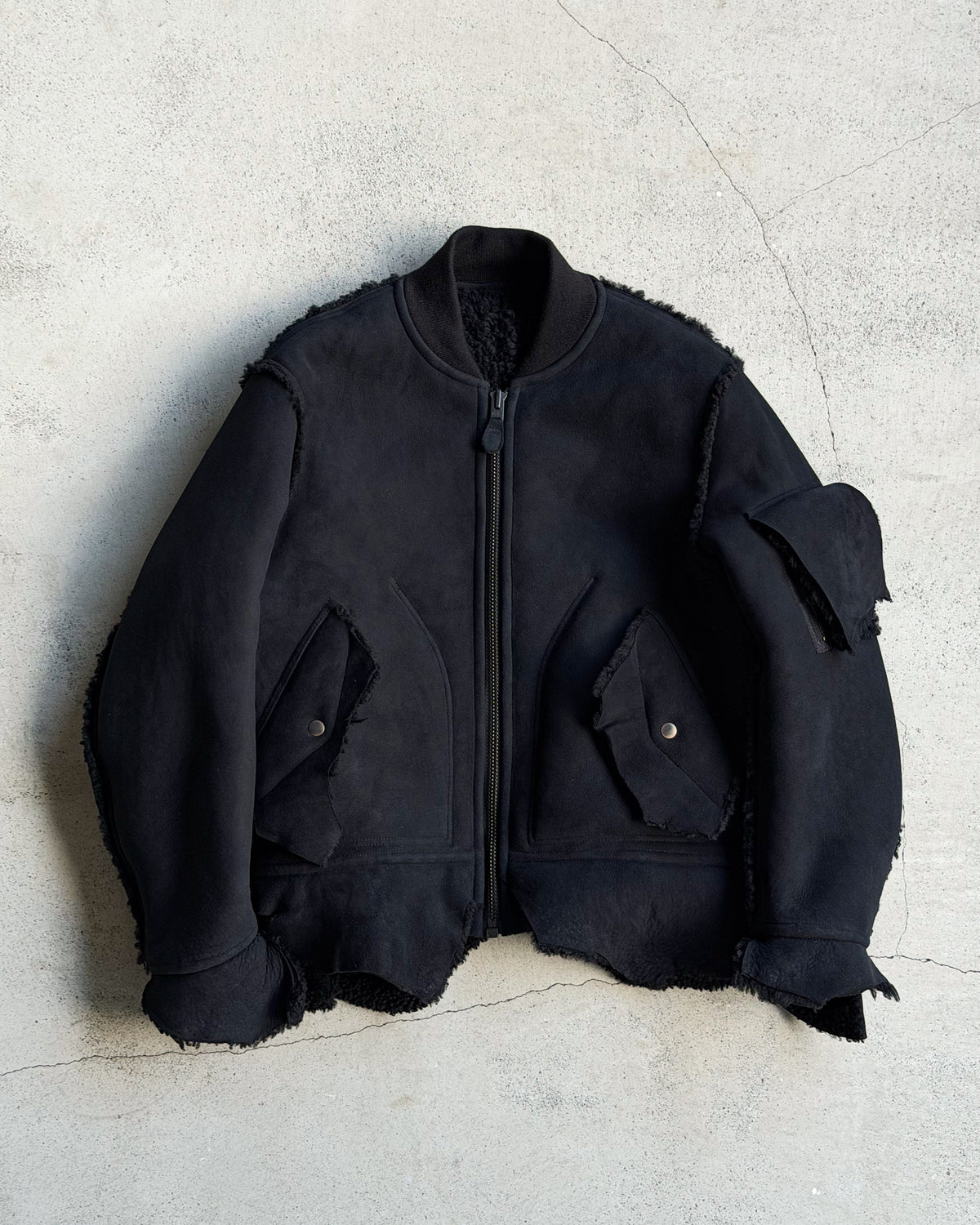 【LAMROF】MOUTON BOMBER JACKET "SYLVESTER" BY GOOD KARMA - BLACK