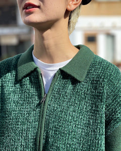 【THISISNEVERTHAT】VELVET KNIT ZIP POLO - GREEN