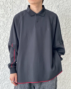 【EVISEN SKATEBOARDS】THERMAL POLO SHIRT - BLACK