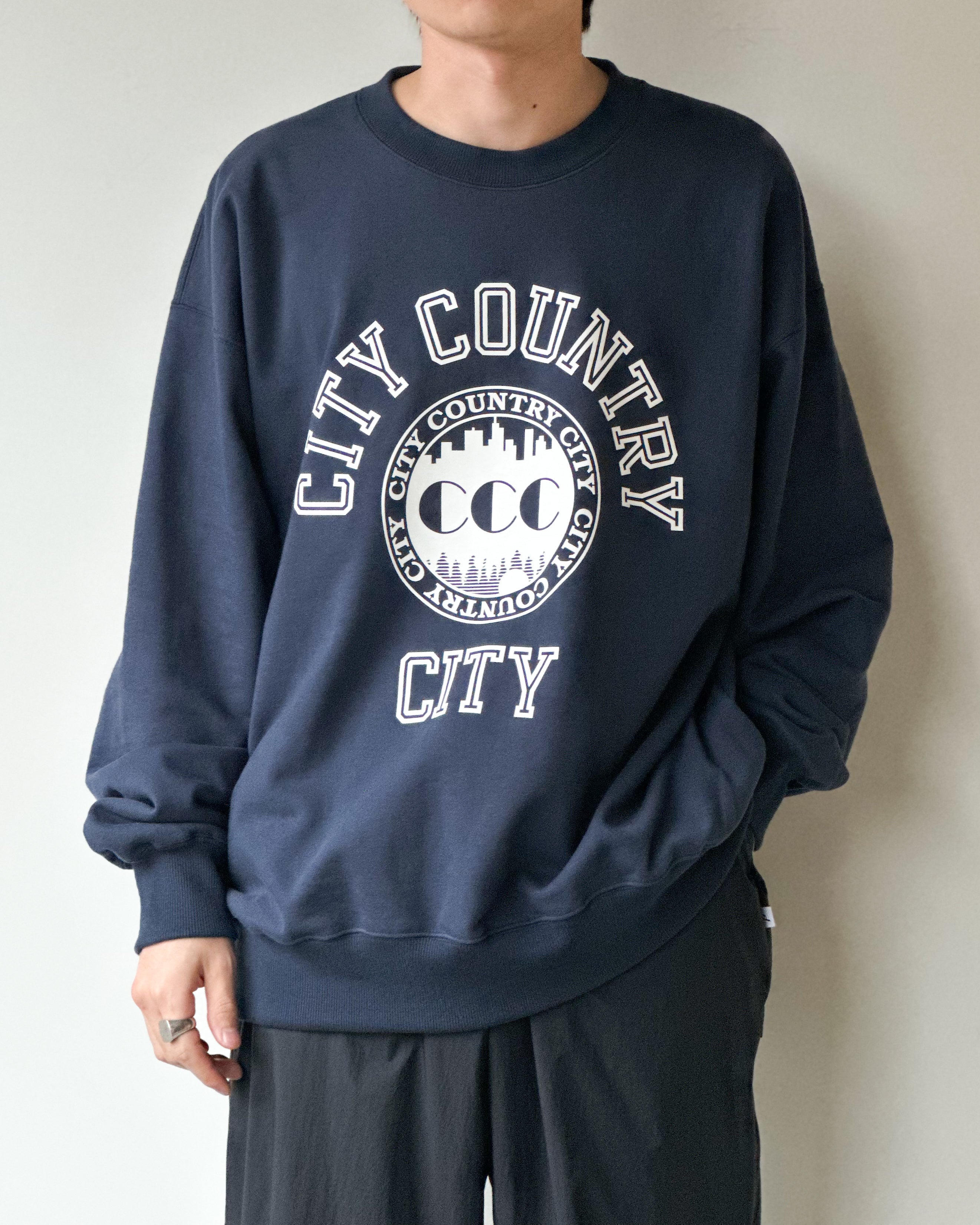 【CITY COUNTRY CITY】COTTON SWEAT SHIRT COLLEGE LOGO - NAVY