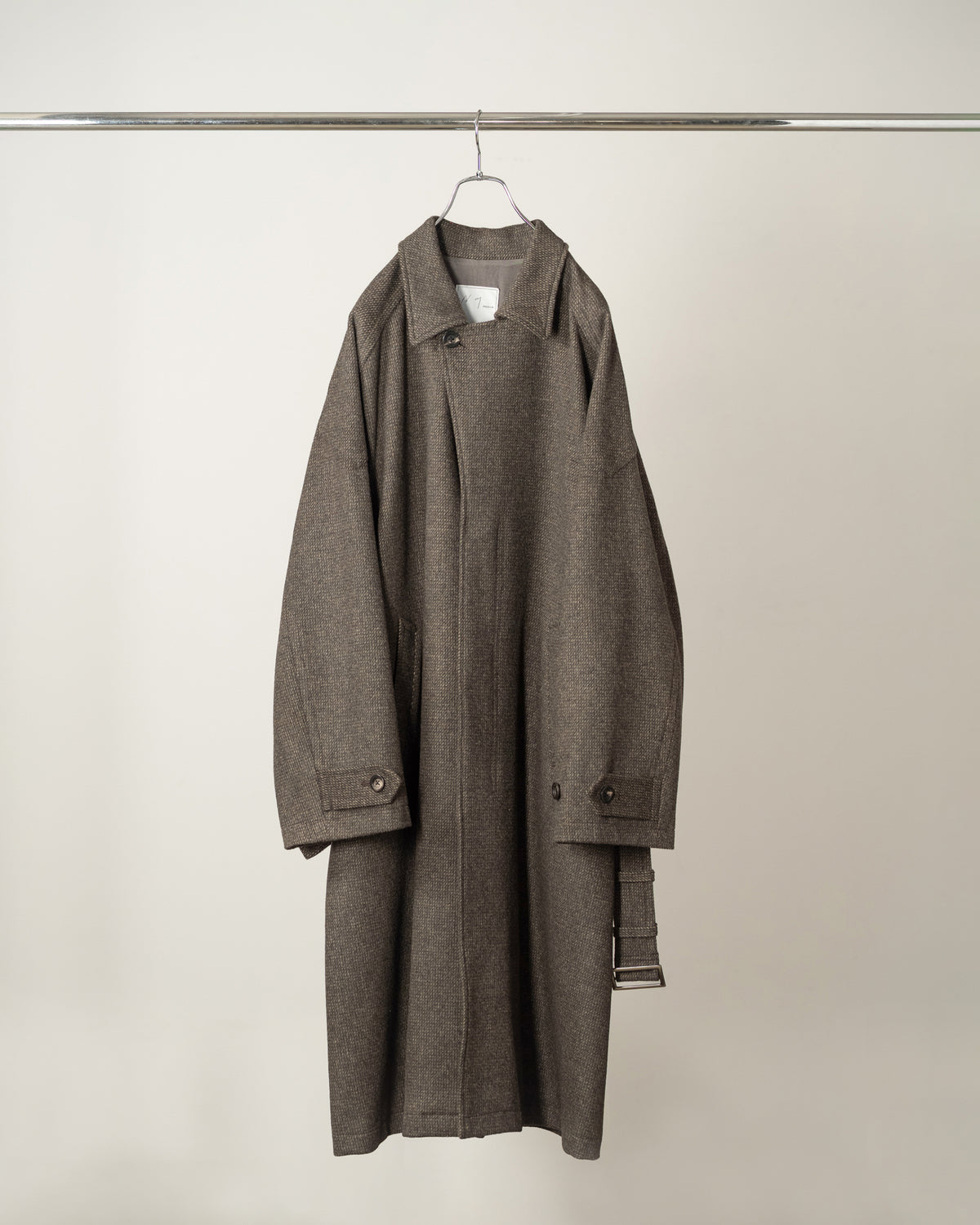 【ANCELLM】WOOL BLANKET BALMACAAN COAT - D.BROWN