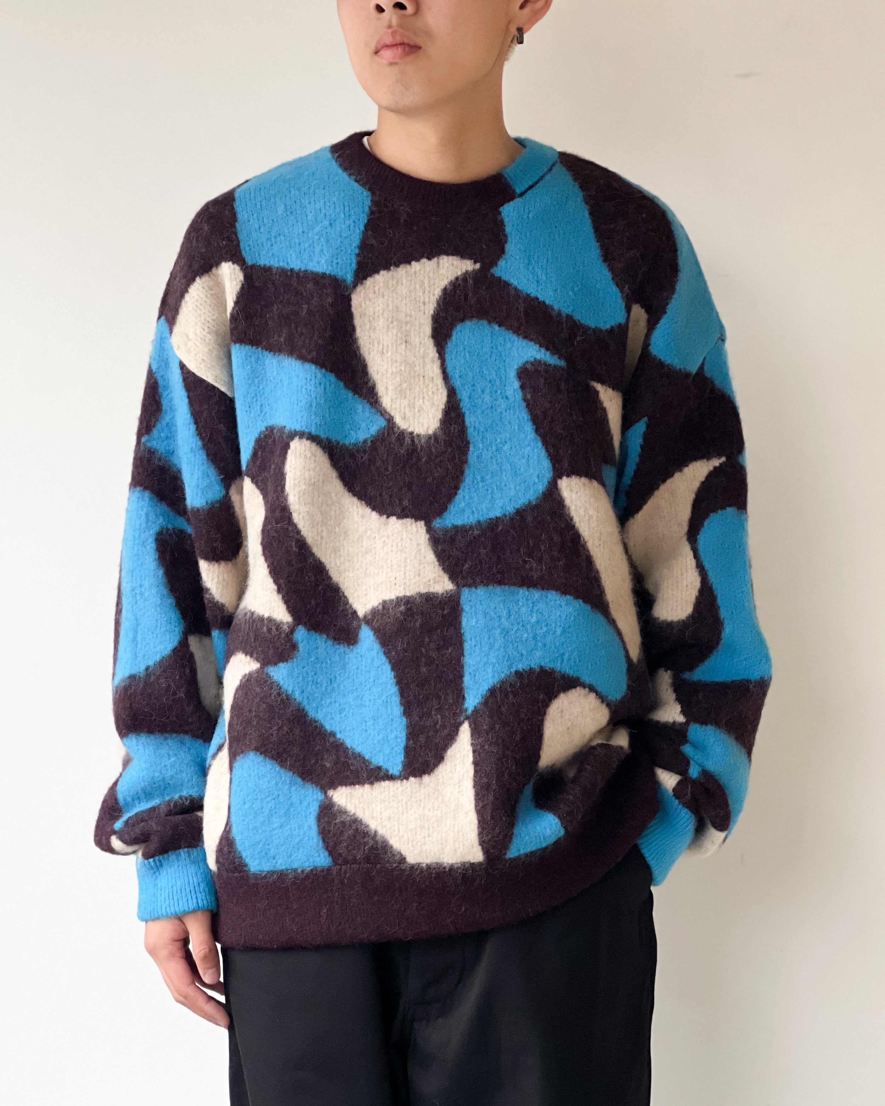 TAUPE】WAVY JQ CREW NECK KNIT - BROWN – pan-kanazawa