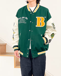 【BETTERᵀᴹ GIFT SHOP】“GALLERY AND GIFT SHOP” 2023 LEATHER VARSITY JACKET - GREEN