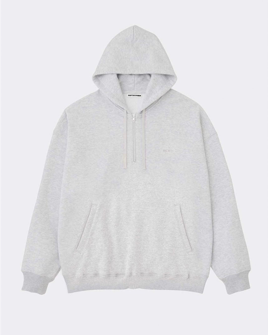 【SOFTHYPHEN】SOHY HALF ZIP UP HOODIE - LIGHT GREY