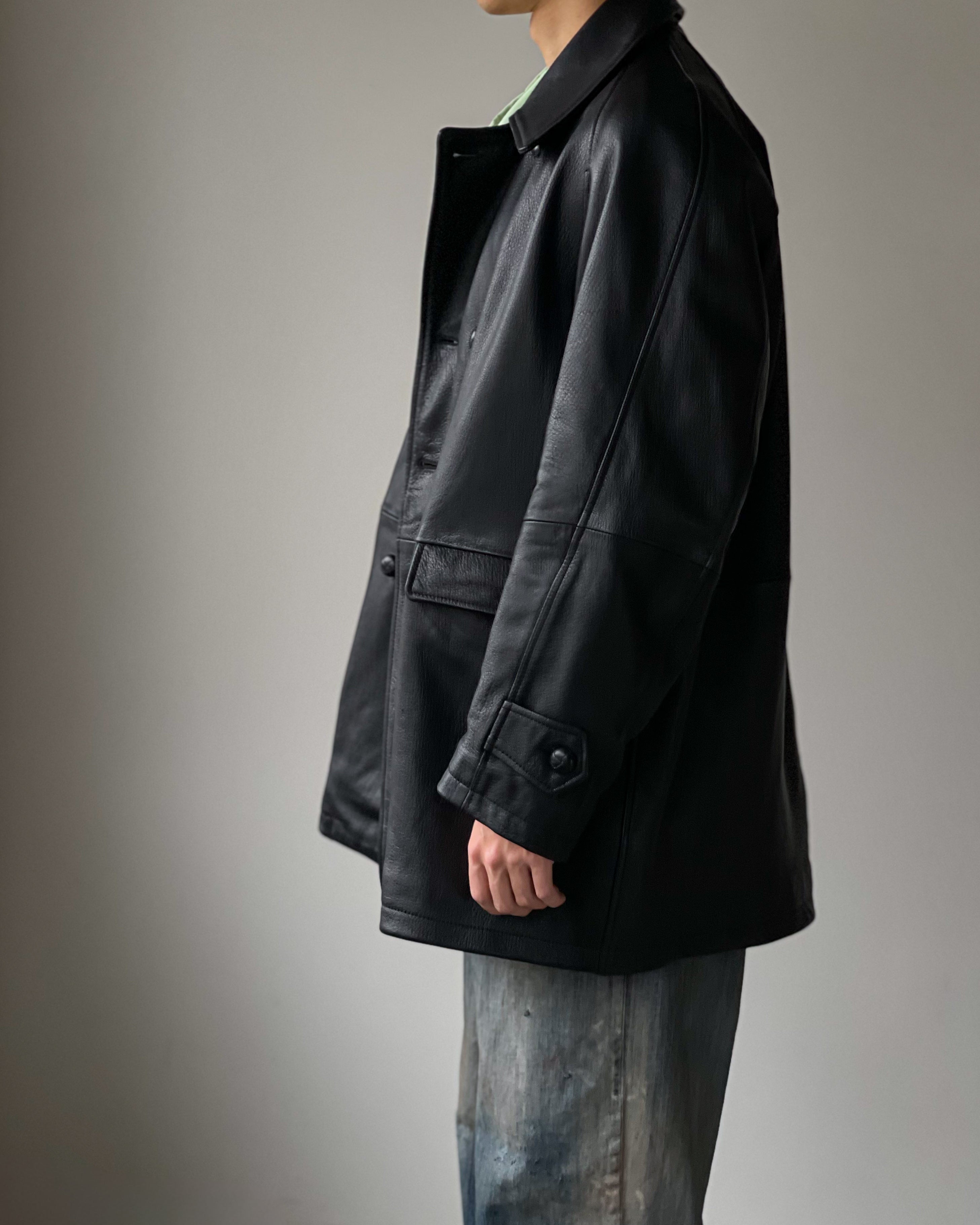 REFOMED] CCU LEATHER FORMAN COAT - BLACK