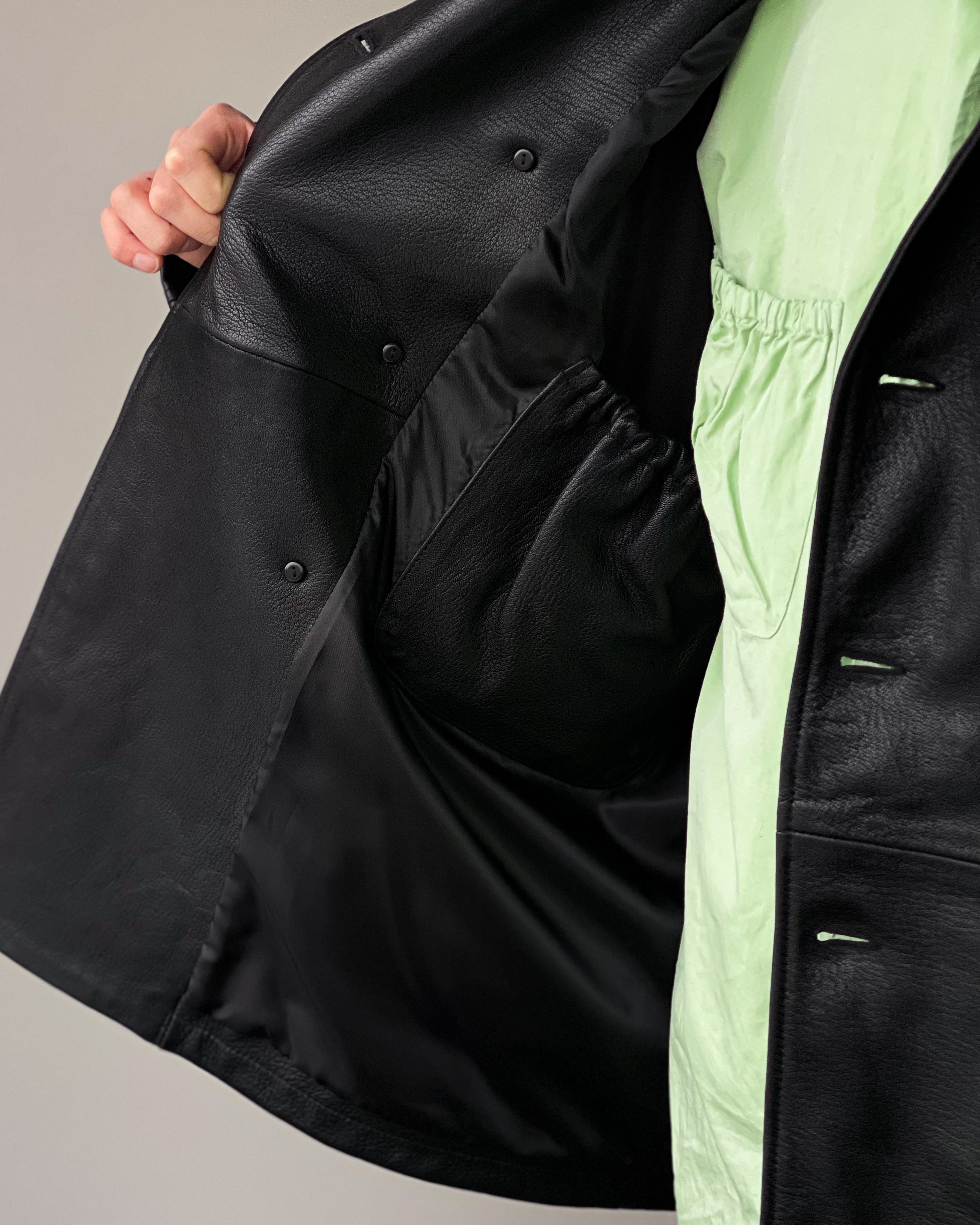 REFOMED] CCU LEATHER FORMAN COAT - BLACK
