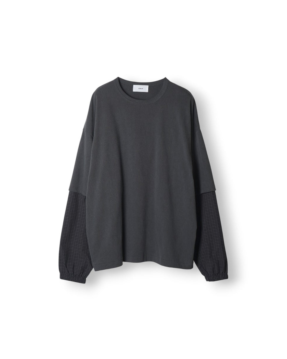 【REFOMED】FRESH MAN LAYERED TEE “CHECK” - CHARCOAL
