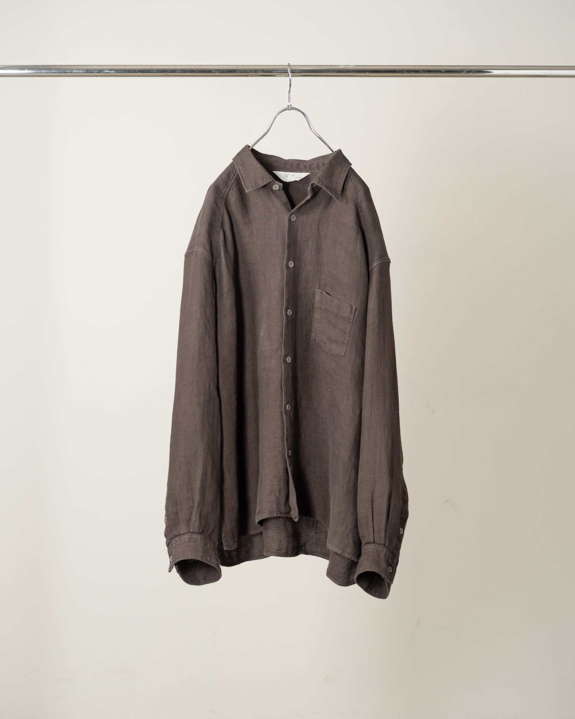 【ANCELLM】LINEN OVER SHIRT - BROWN