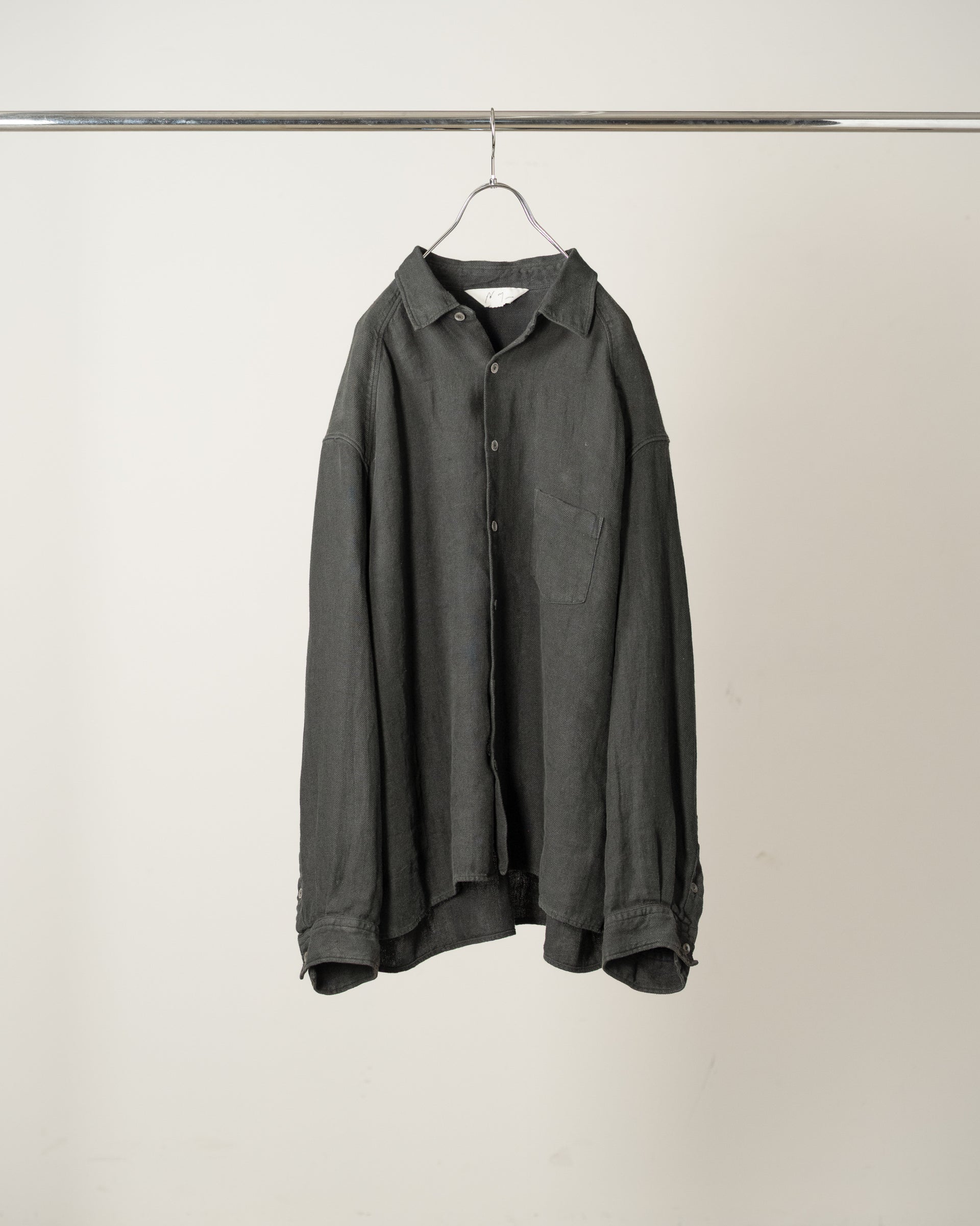 【ANCELLM】LINEN OVER SHIRT - BLACK
