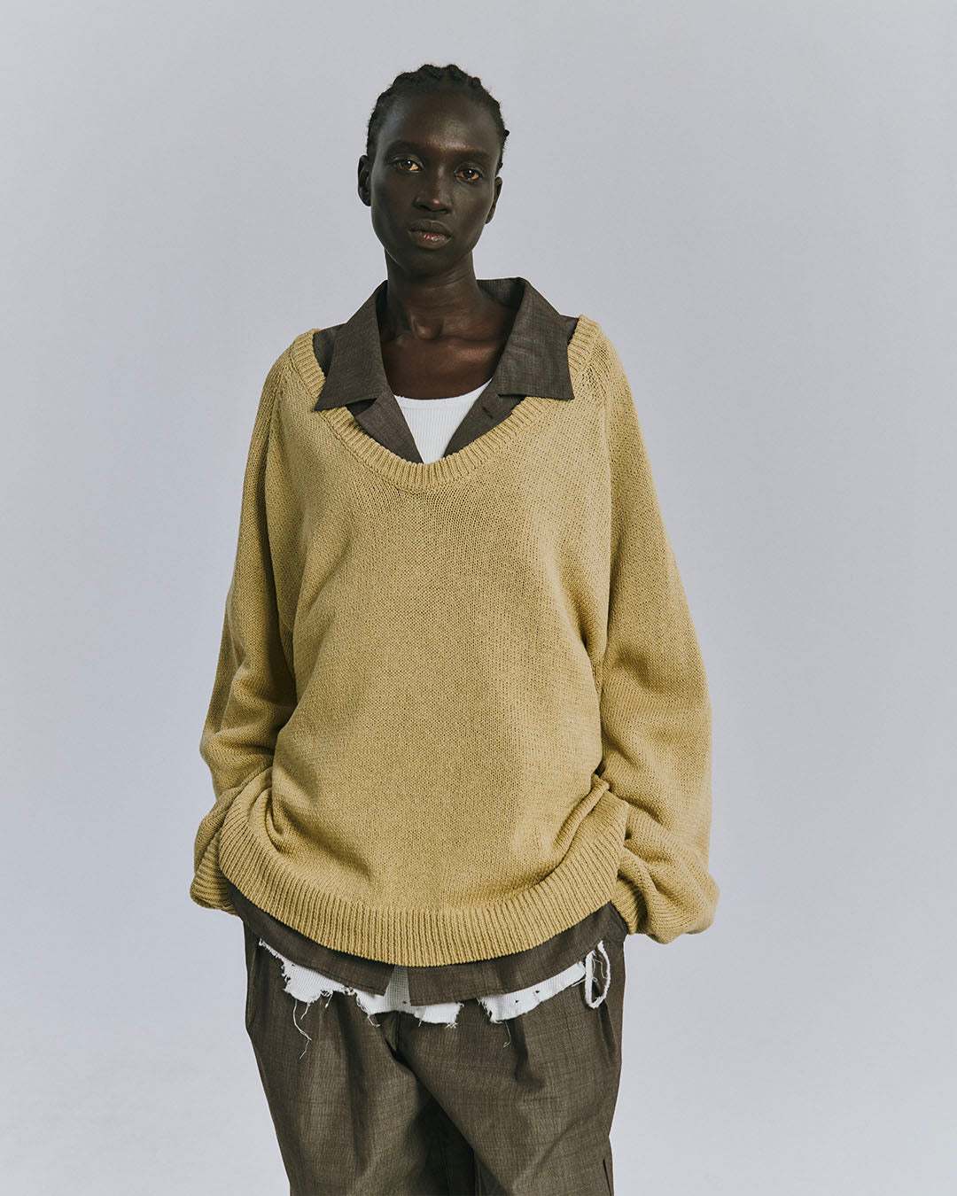 ANCELLM】UV NECK KNIT - SAGE