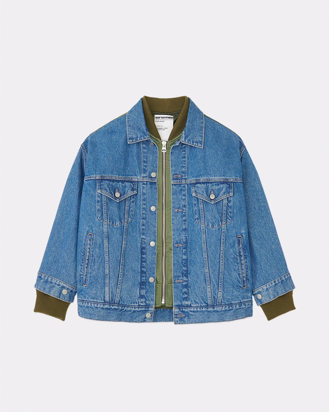 【SOFTHYPHEN】BACK TO FRONT MA-1 DENIM JACKET - LIGHT BLUE