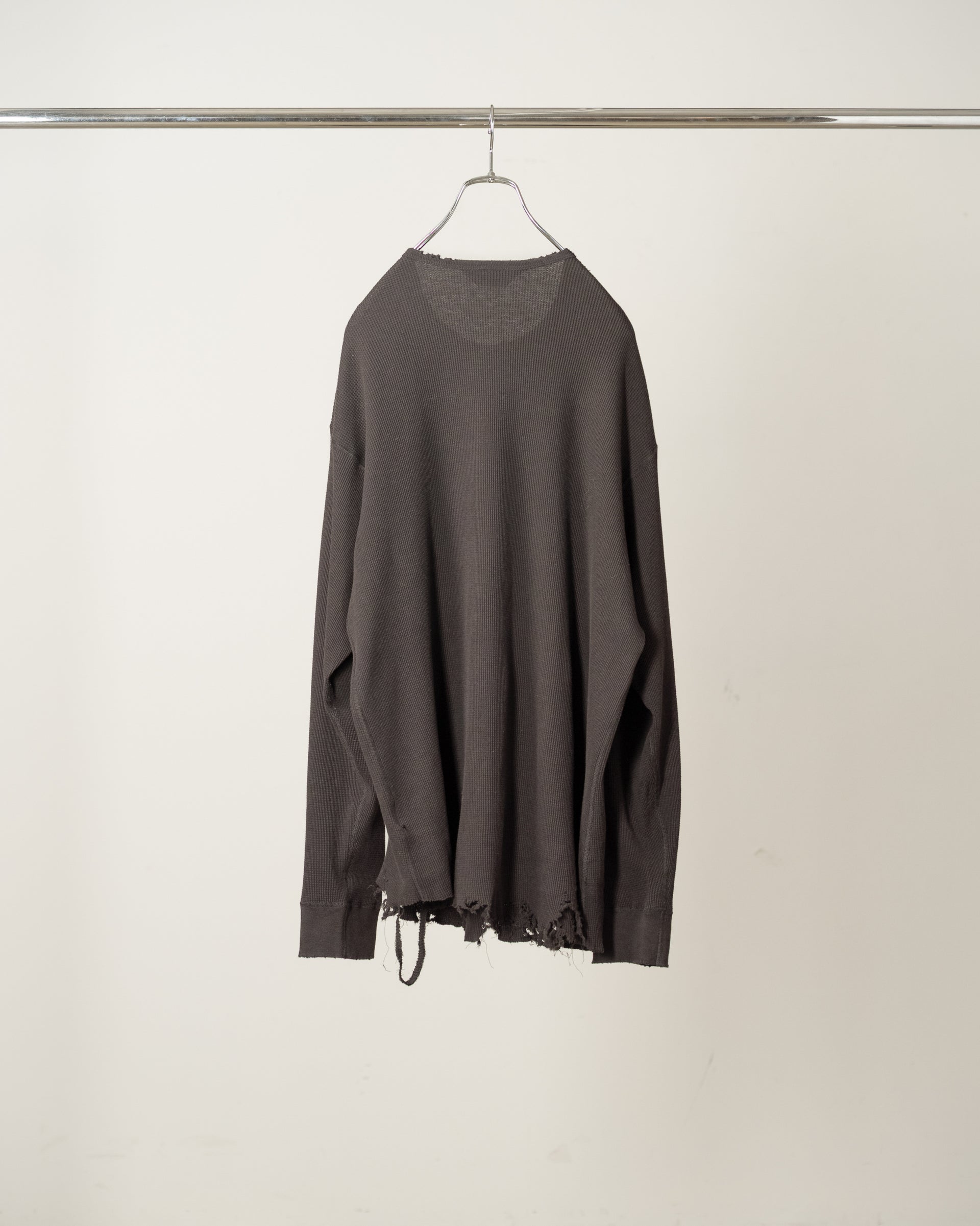 【ANCELLM】DAMAGE WAFFLE CREW LS - D.BROWN