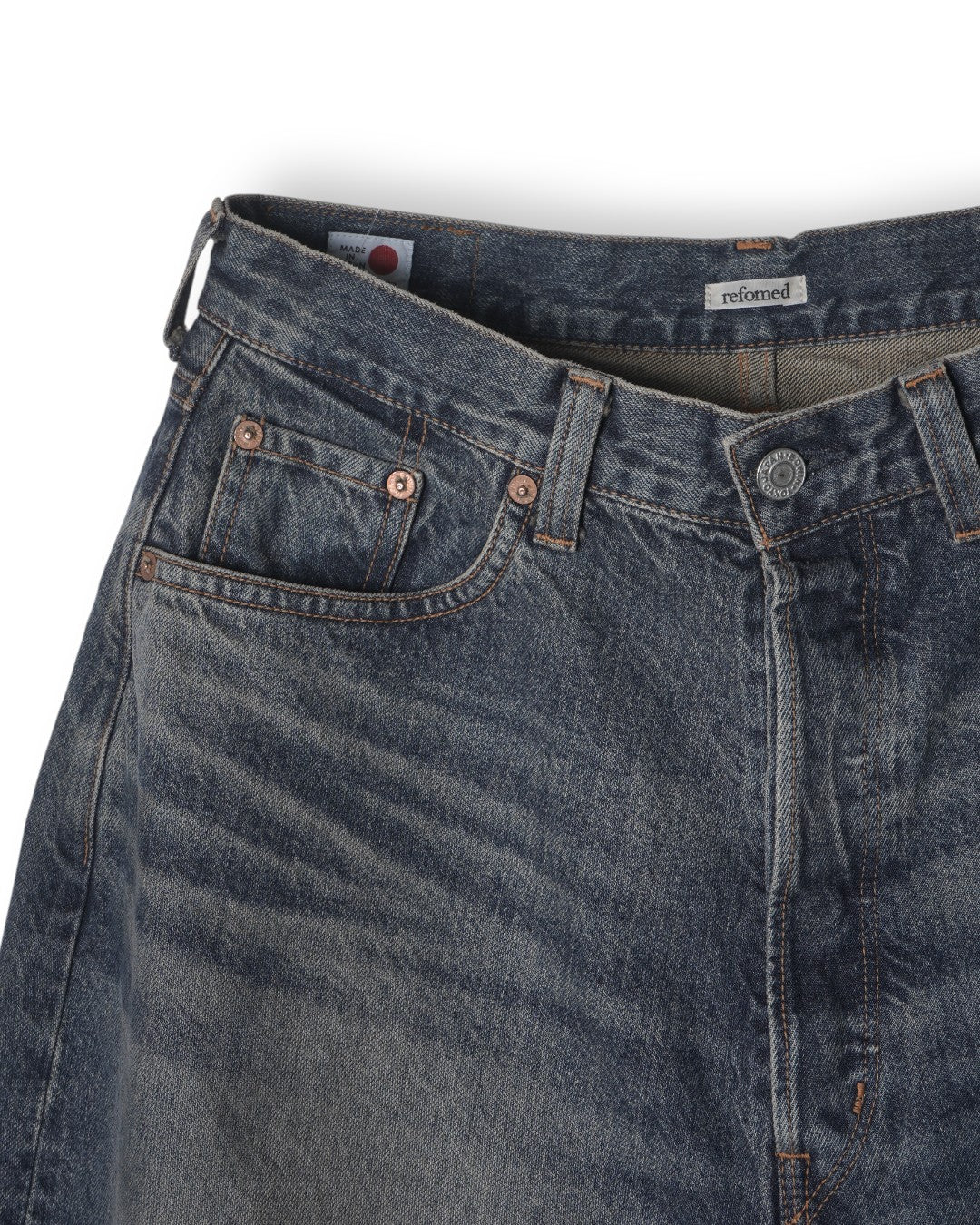 REFOMED】FRESH MAN DENIM WIDE PANTS by EDWIN “USED” - DEEP INDIGO