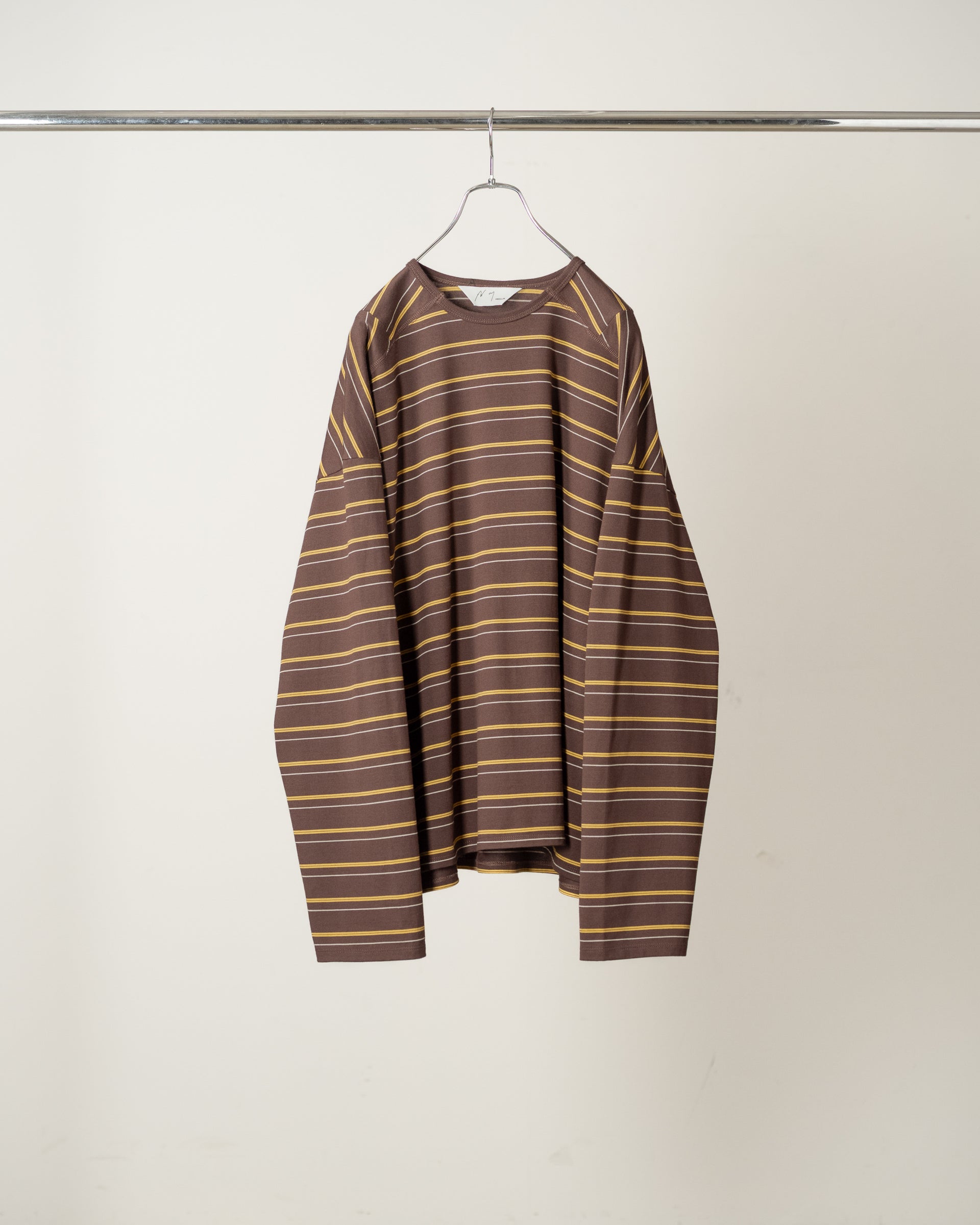 【ANCELLM】BORDER LS T-SHIRT - MAROON