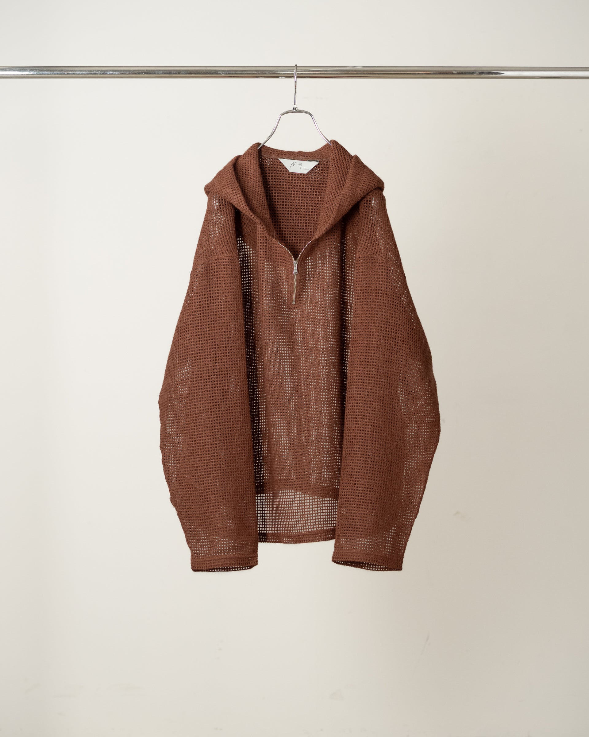 [ANCELLM] WOOL RASCHEL HOODIE - BROWN