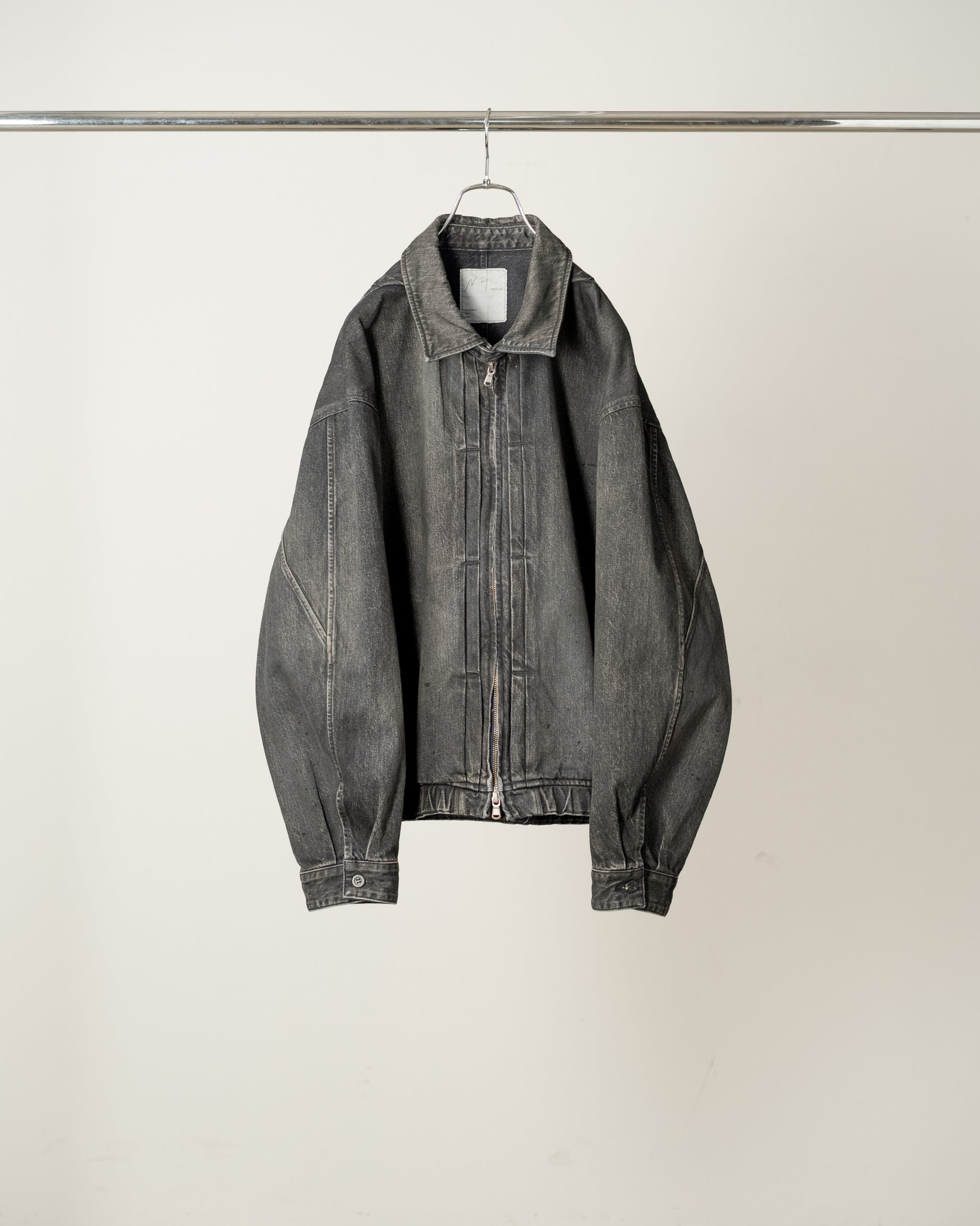 【ANCELLM】AGING DENIM TUCK JACKET - BLACK