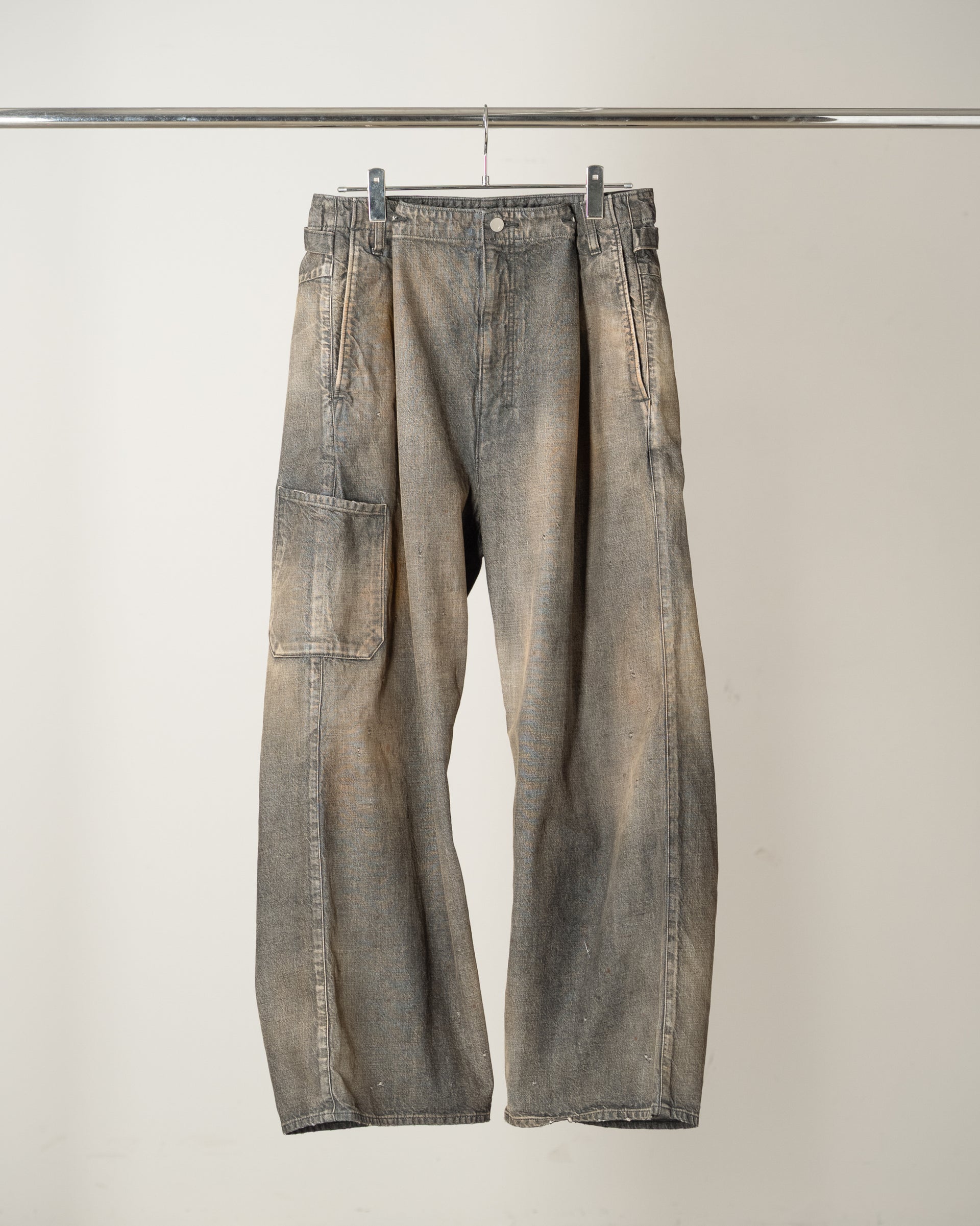 [ANCELLM] DENIM PAINTER PANTS - BLACK