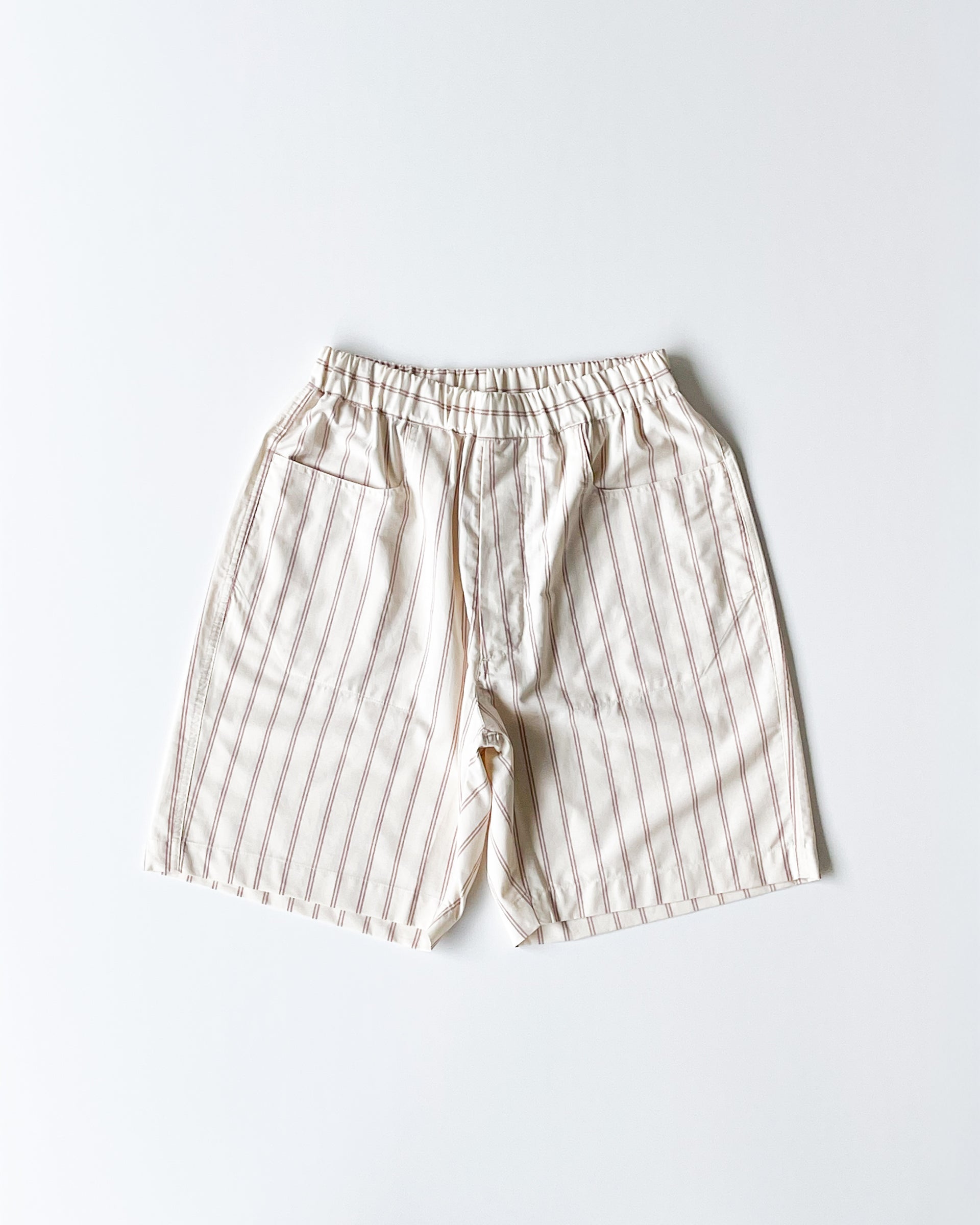 [RANRA] STROLLER STRIPY COTTON SHORTS - IVORY/RHUBARB