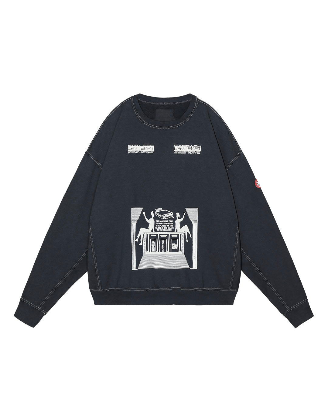 【C.E】OVERDYE MD MACHINES CREW NECK - BLACK