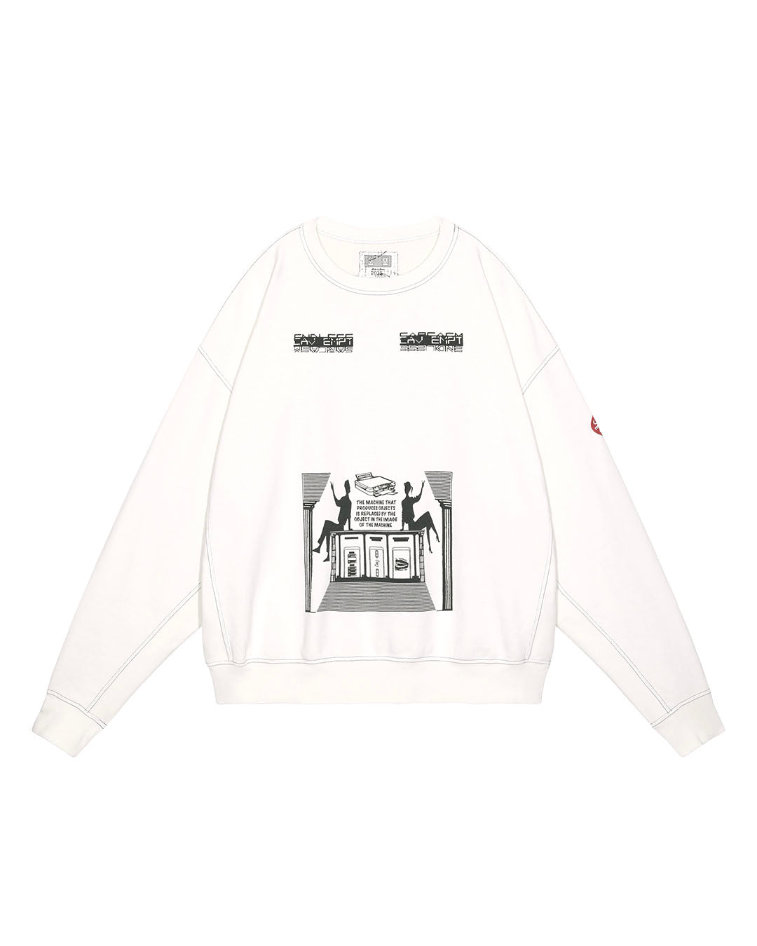 【C.E】OVERDYE MD MACHINES CREW NECK - WHITE