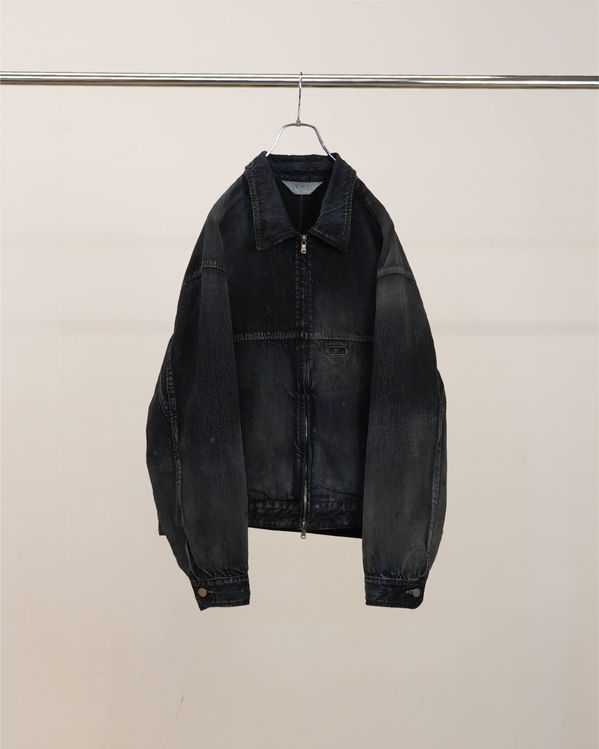 【ANCELLM】DENIM ZIPUP JACKET - BLACK