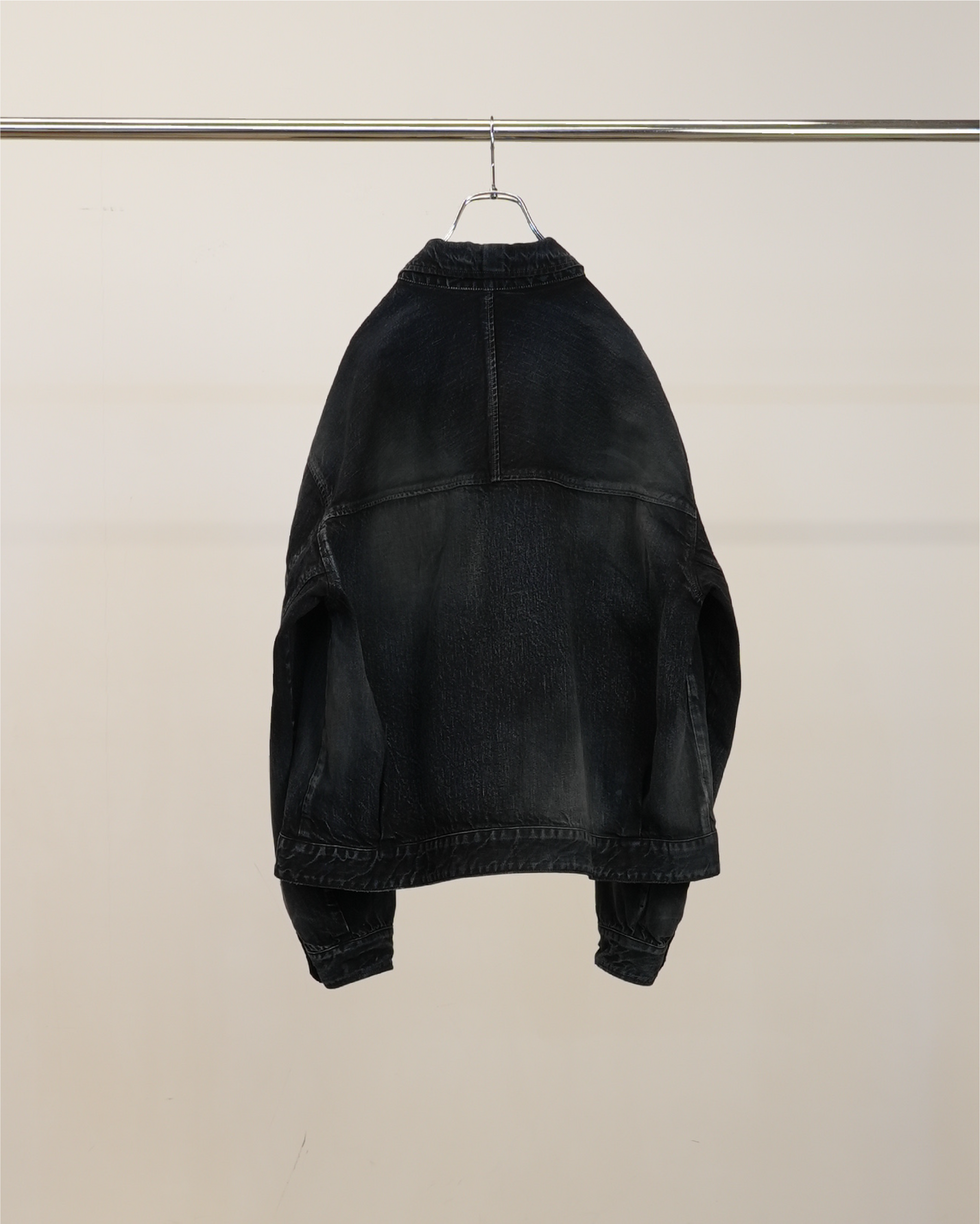 【ANCELLM】DENIM ZIPUP JACKET - BLACK