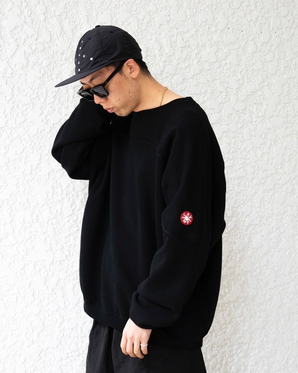 CE] COTTON TRACK CREW NECK - BLACK