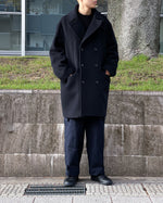 画像をギャラリービューアに読み込む, 【blurhms】WOOL CASHMERE PEA COAT - BLACKNAVY
