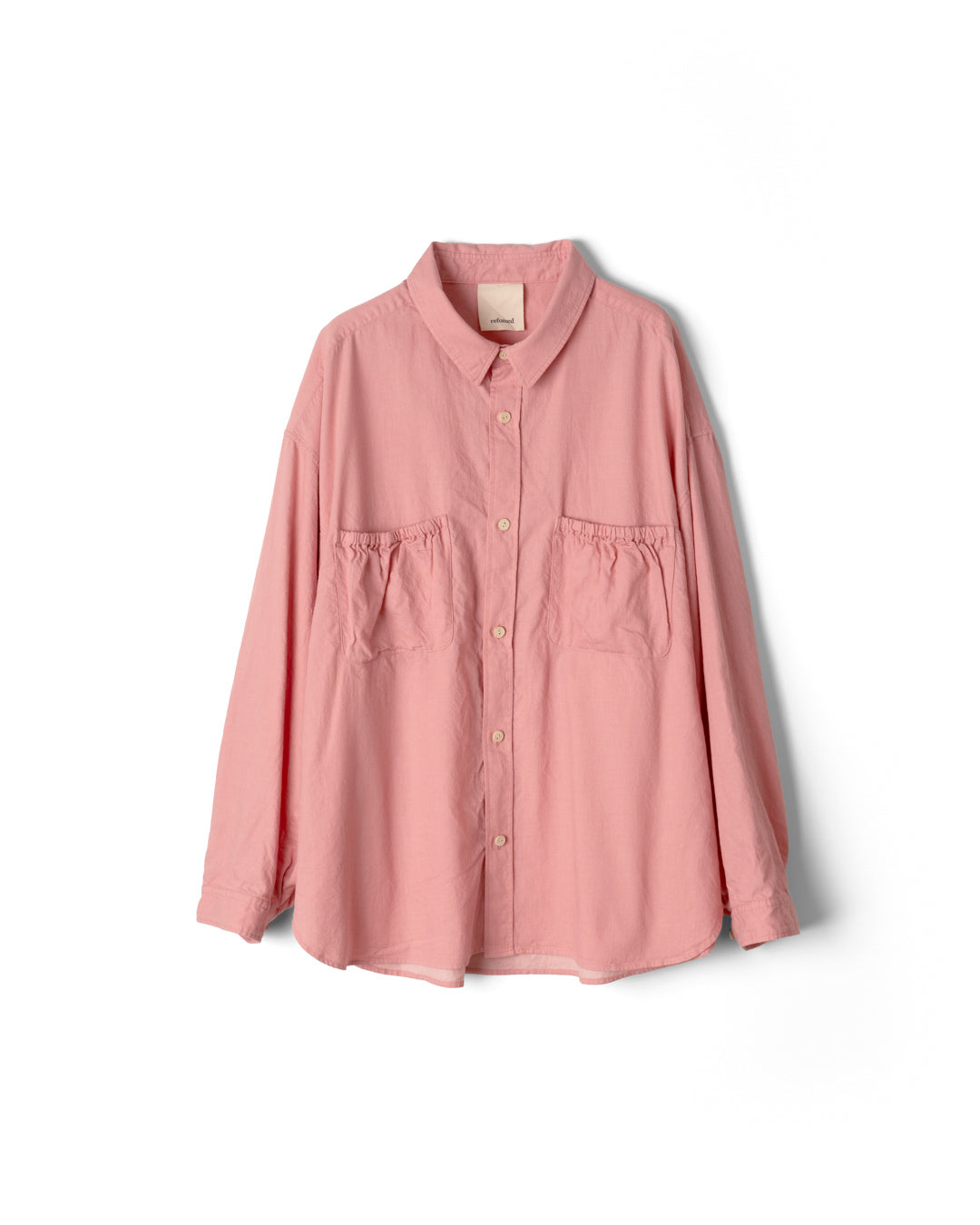 【REFOMED】WRIST PATCH WIDE SHIRT "CHAMBRAY" - PINK