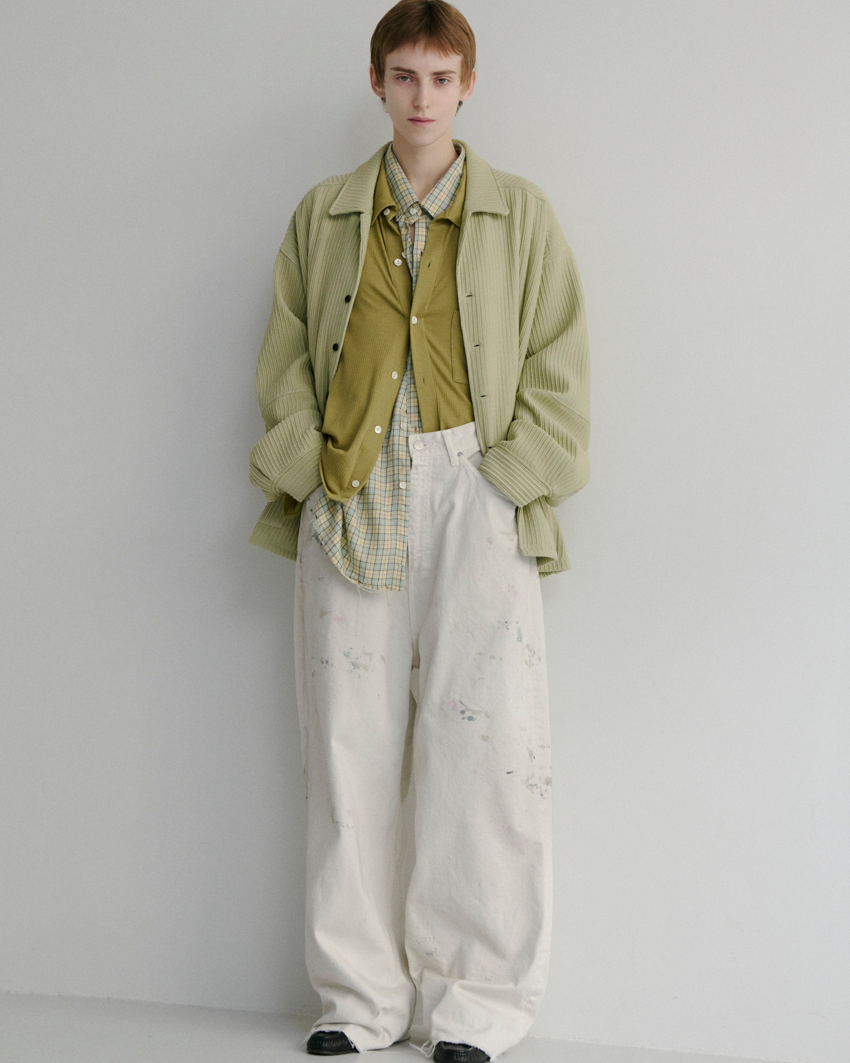 ANCELLM】CAS/SIL KIMONO KNIT SHIRT - YELLOW