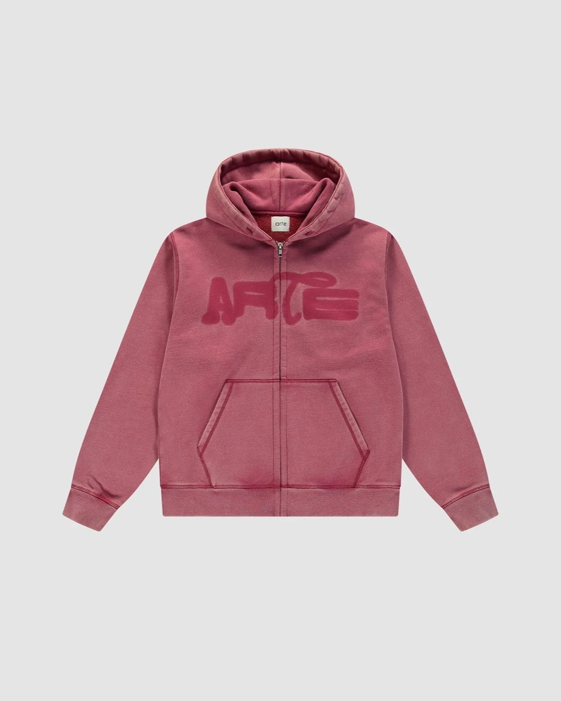 【ARTE ANTWERP】STENCIL SUNFADE ZIP HOODIE - RED