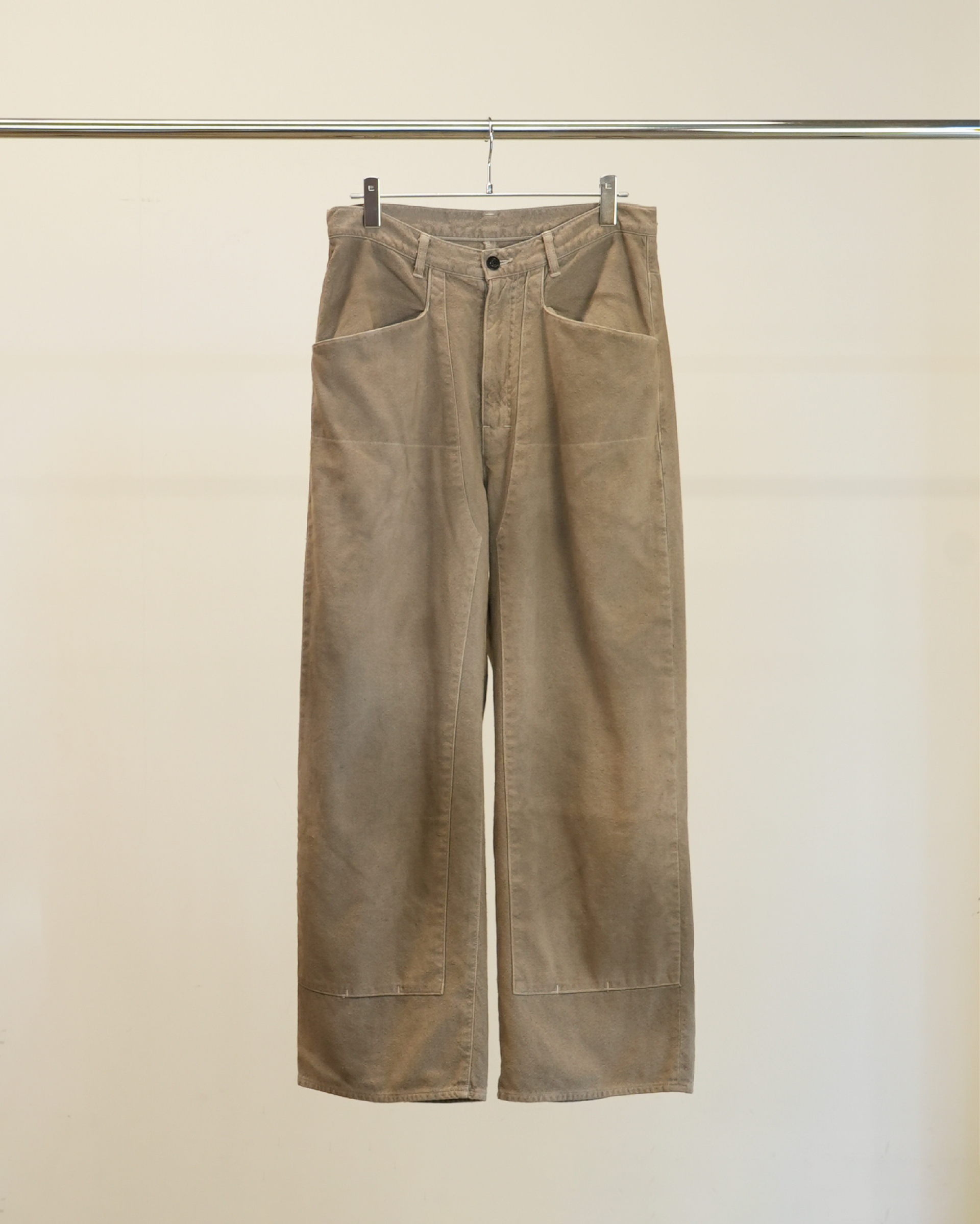 [ANCELLM] C/R DUCK DOUBLEKNEE PANTS - GREIGE