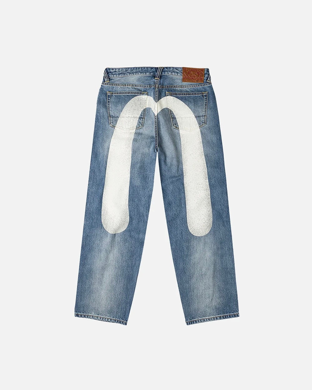【EVISU】ECRU DAICOCK PRINTED JEANS WHITE - MID TONE INDIGO