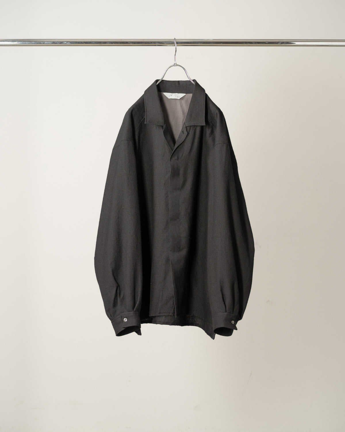 【ANCELLM】WOOL CROSS-LINE SHIRT - BLACK