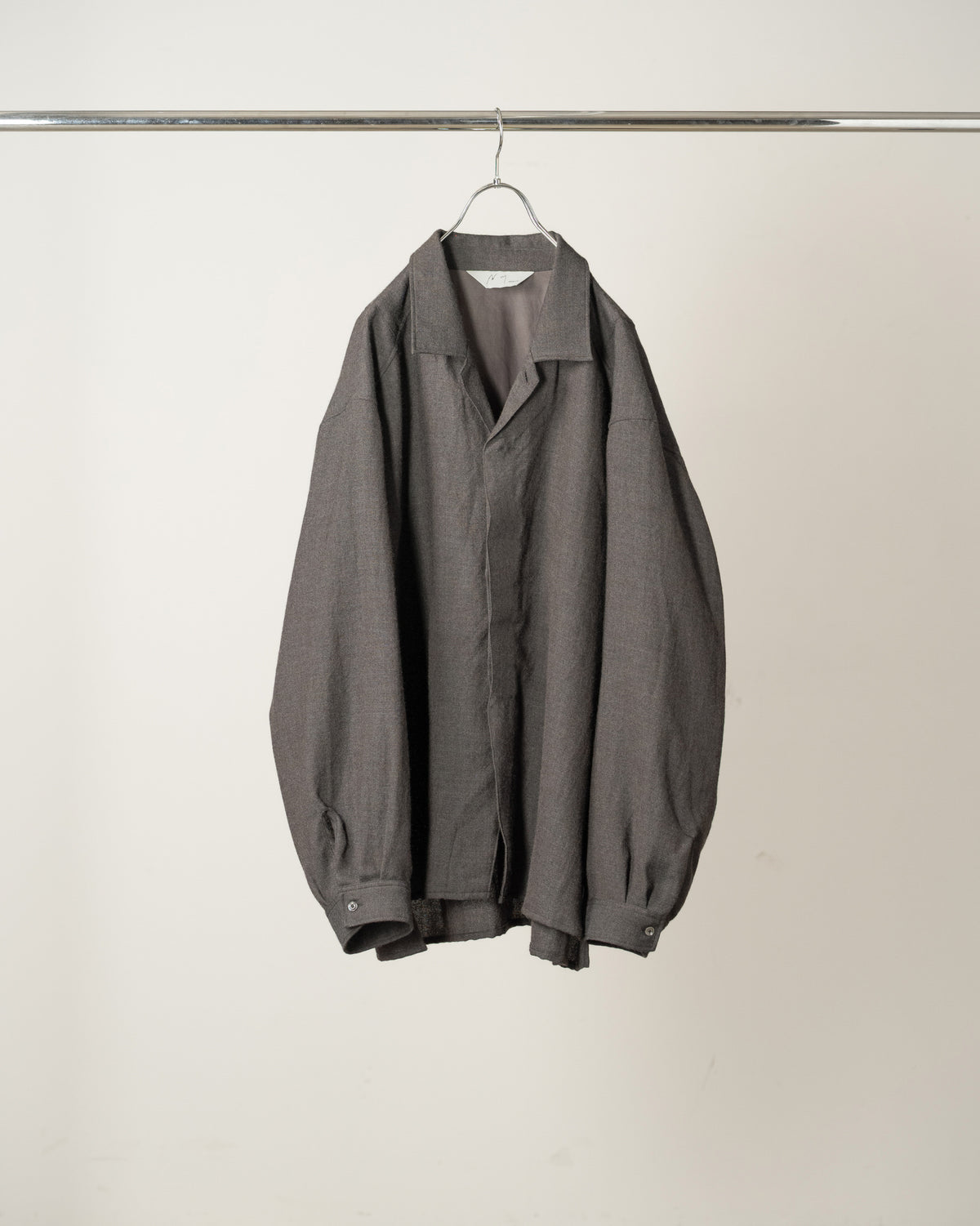 【ANCELLM】WOOL CROSS-LINE SHIRT - BROWN